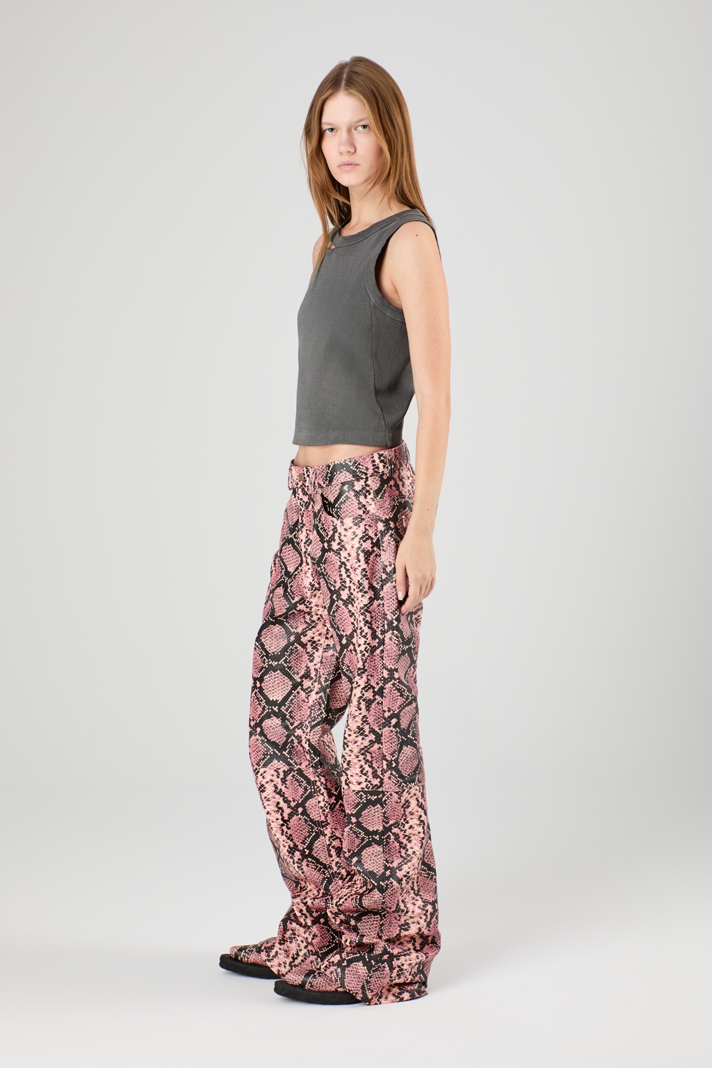 Pink Snake Leather Trousers - 4