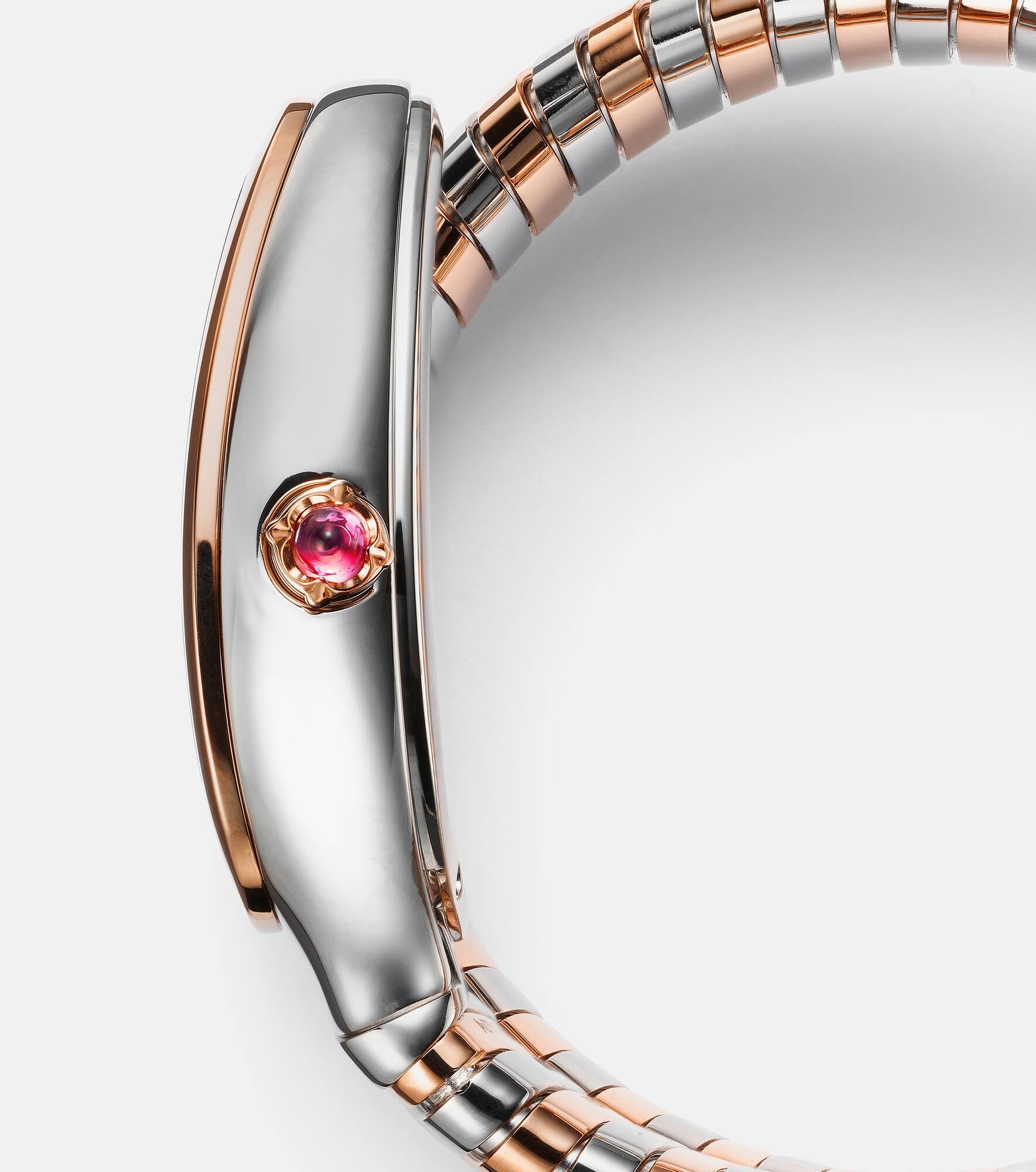 Serpenti Tubogas 35mm 18kt rose gold and stainless steel watch with rubellite - 5