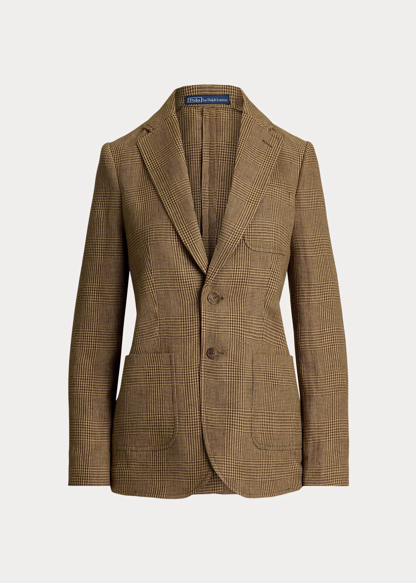 Single-Breasted Glen Plaid Linen Blazer - 1