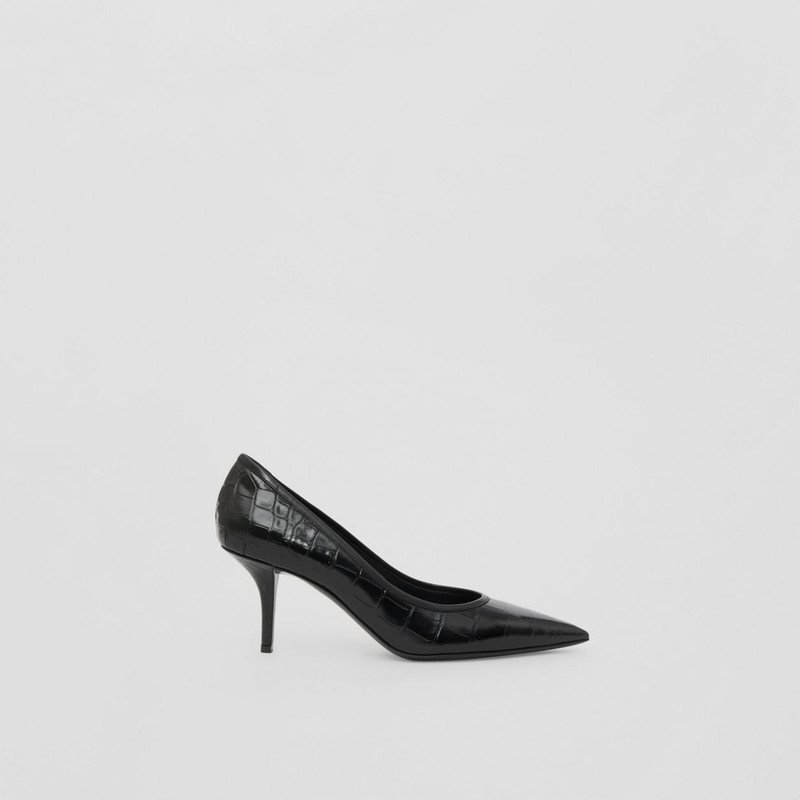 Embossed Leather Point-toe Pumps 1