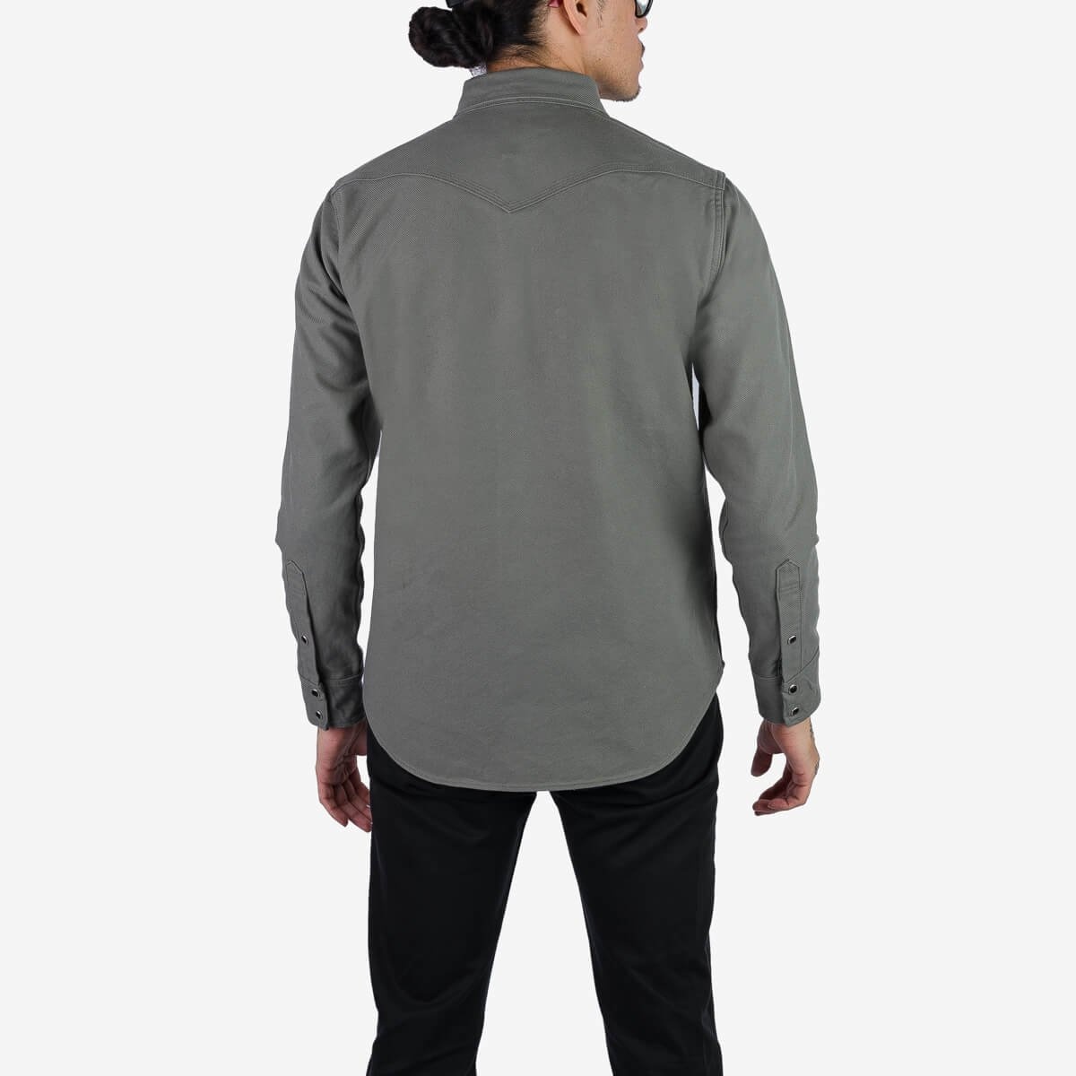 IHSH-235-GRY 13oz Military Serge Western Shirt - Grey - 3