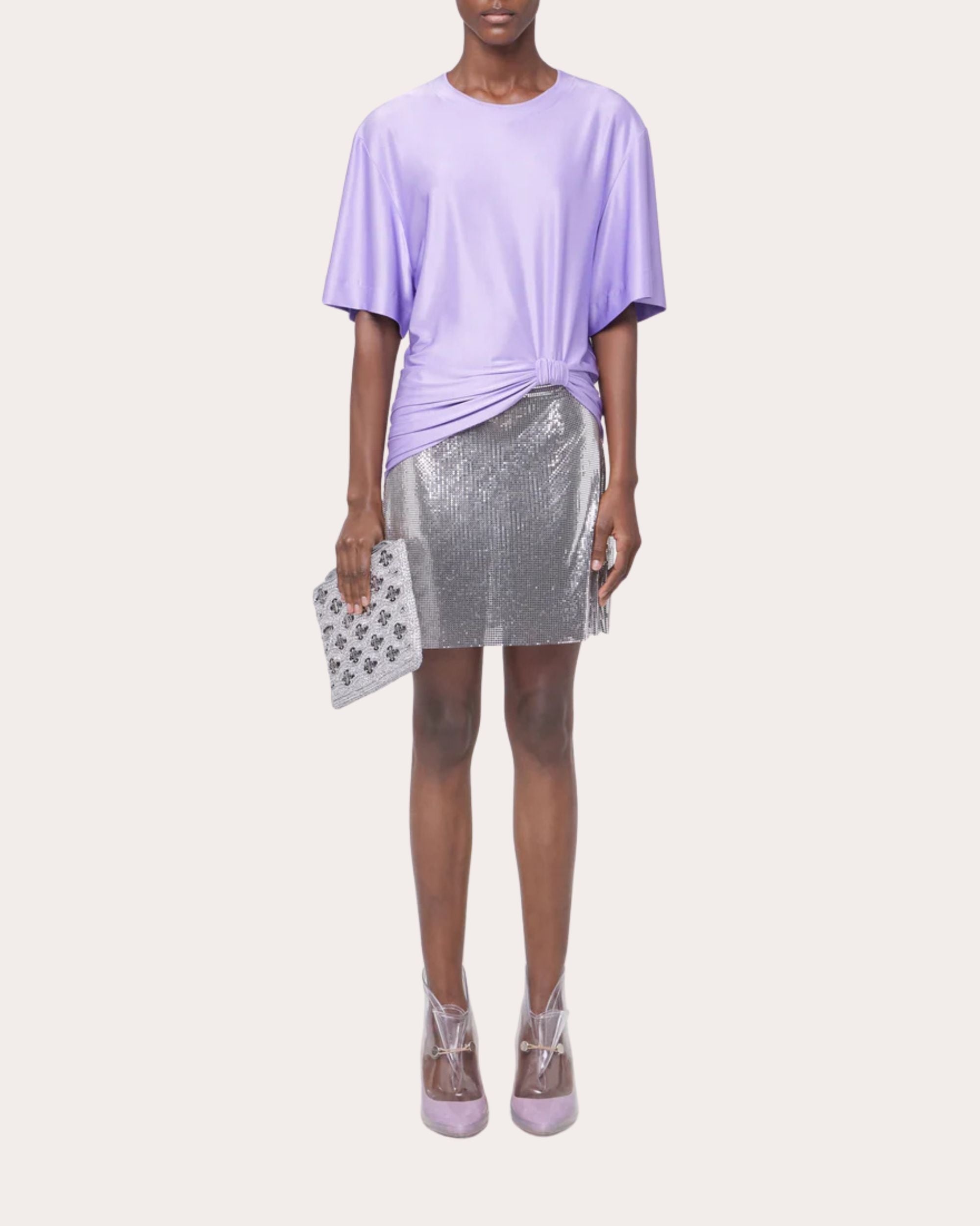 Knotted Satin Stretch-Jersey T-Shirt - 2