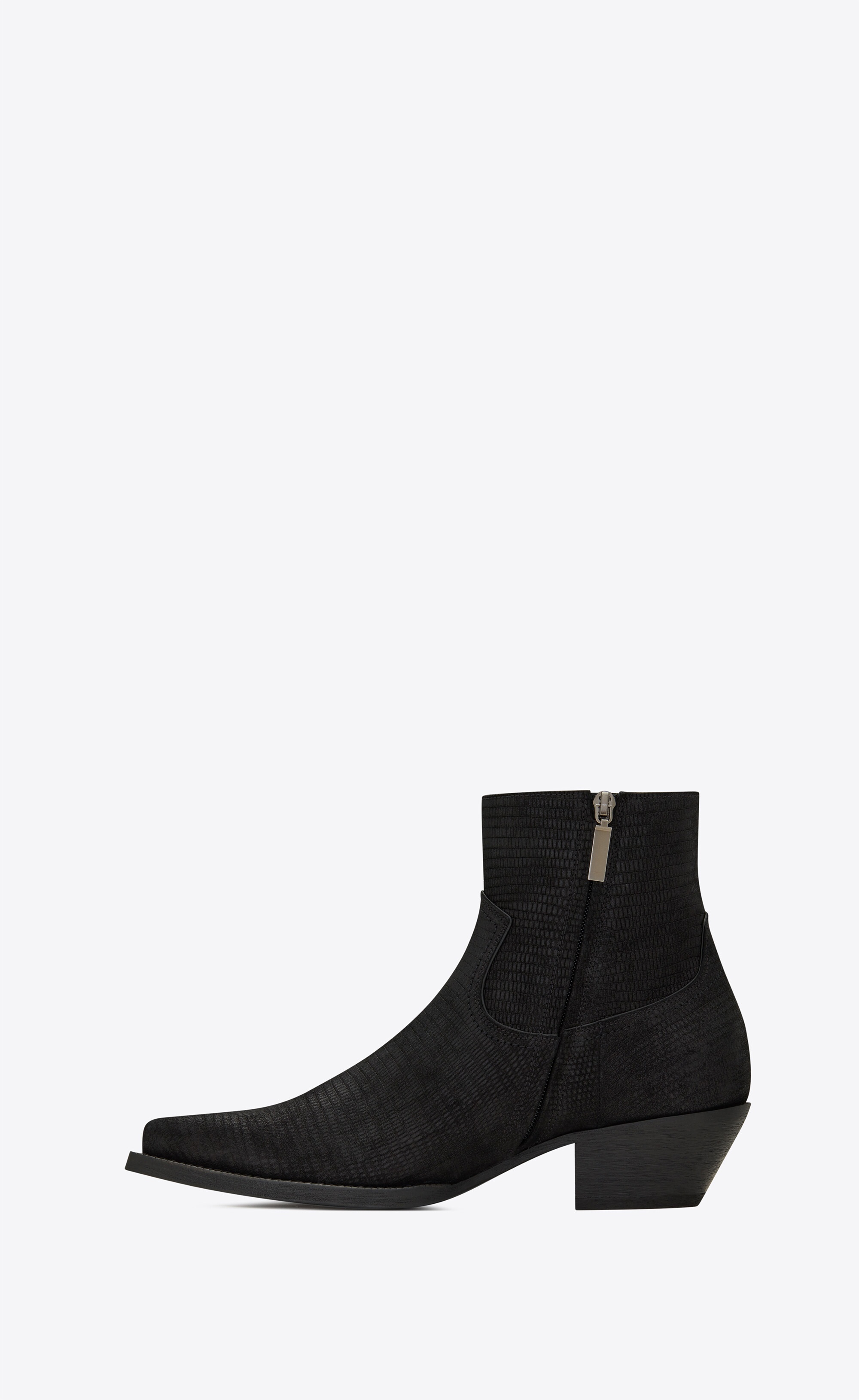 lukas western zipped boots in tejus-embossed suede - 3