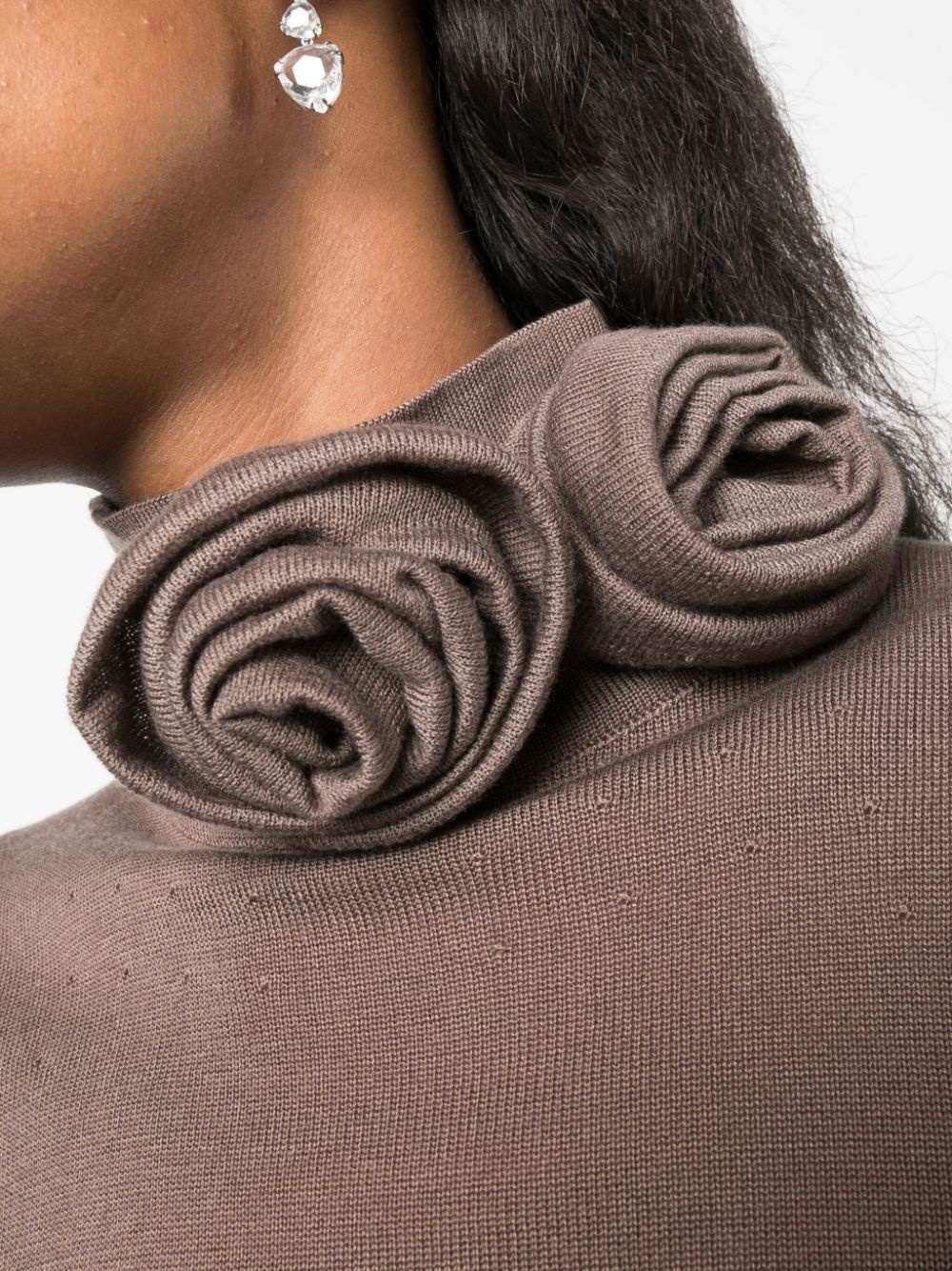 floral-appliquÃ© fine-knit T-shirt - 5