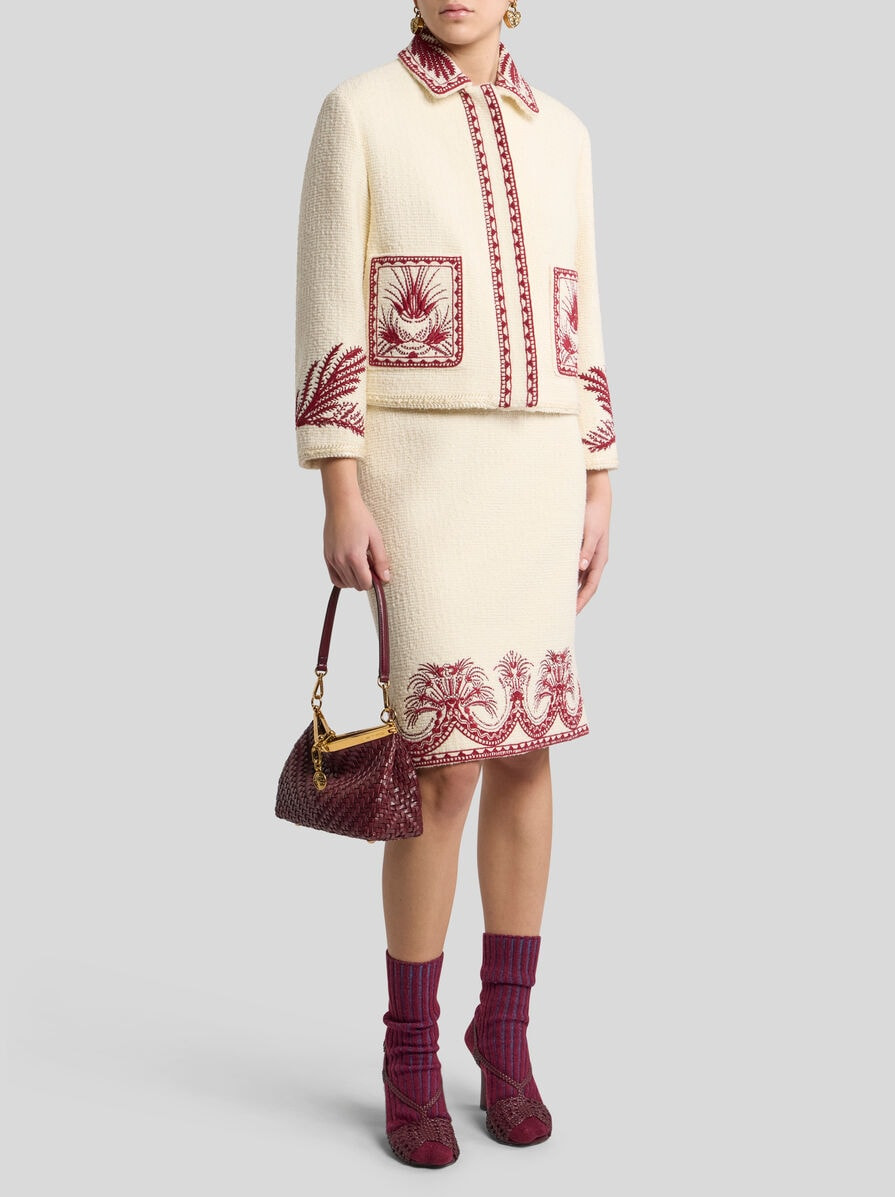 WOOL BOUCLÉ PENCIL SKIRT - 4