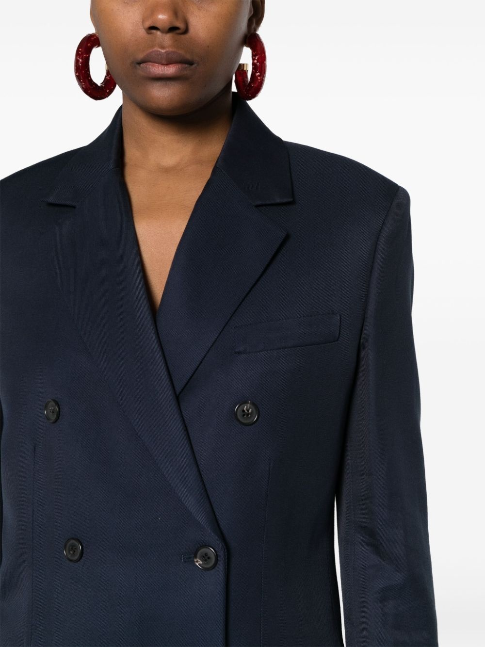 double-breasted twill blazer - 5