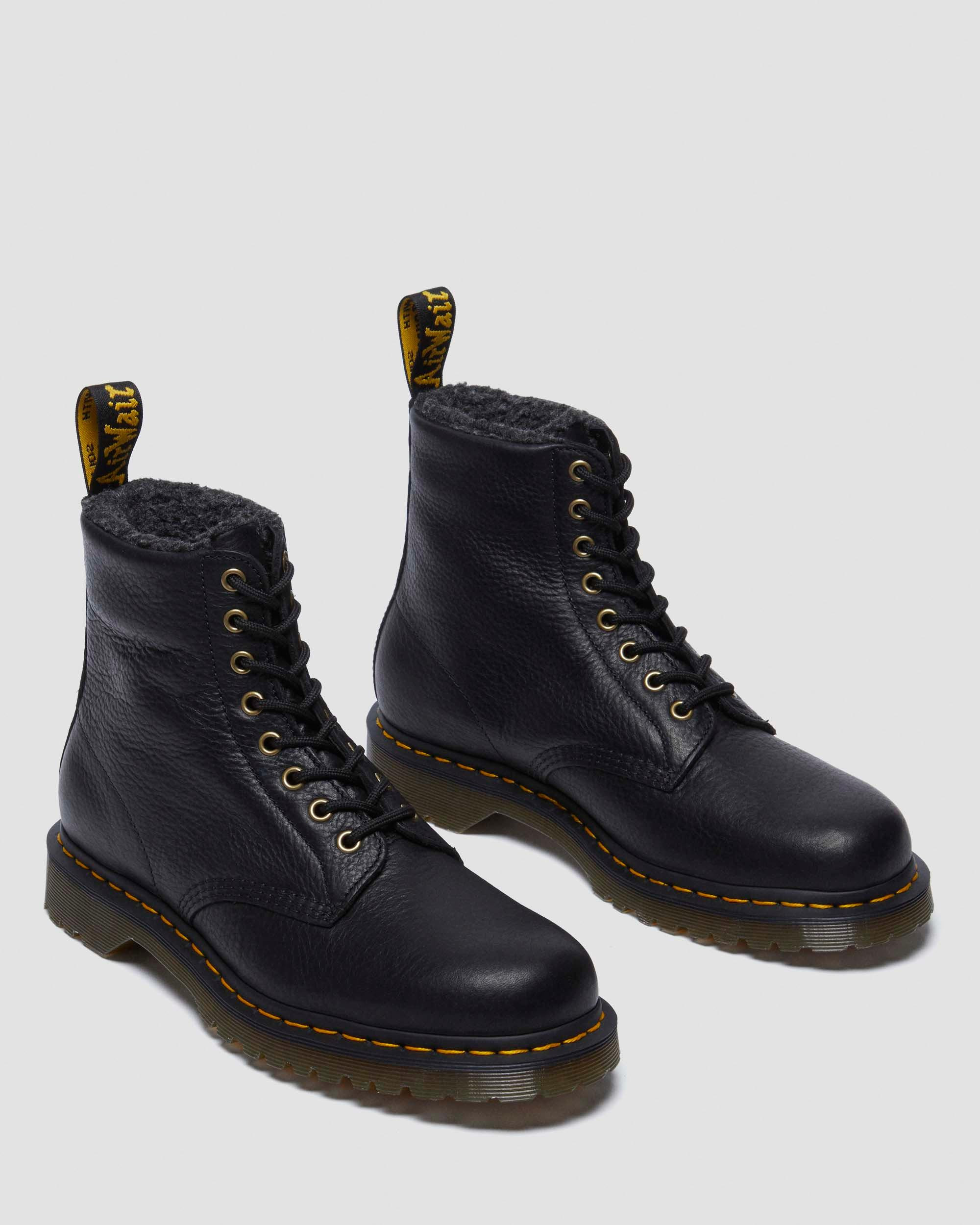 1460 Faux Fur Lined Grizzly Leather Lace Up Boots - 5