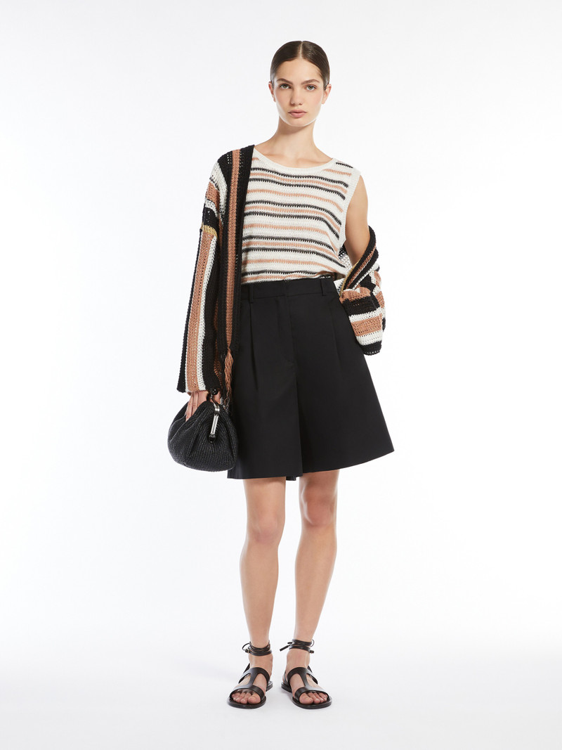 WEEKEND Max Mara ECUBA Cotton and linen flared Bermuda shorts outlook