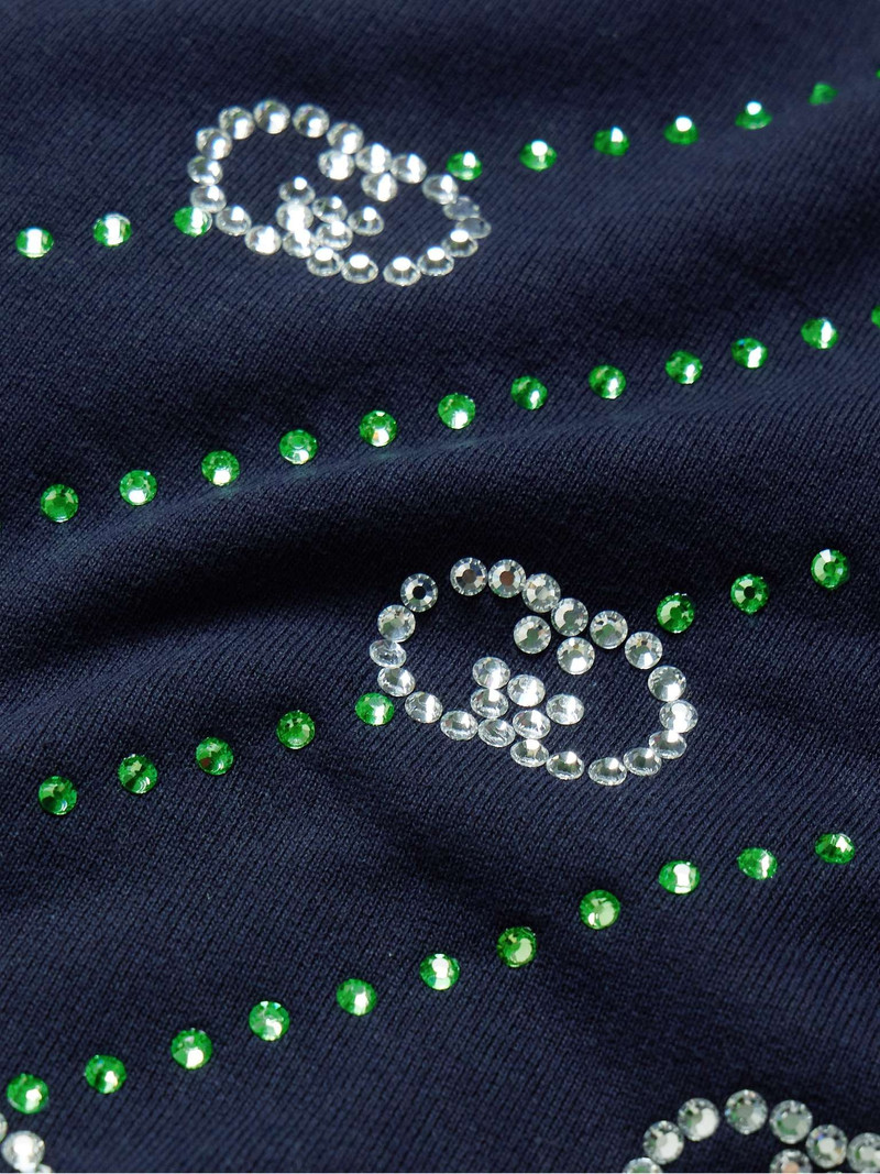 Wide-Leg Crystal-Embellished Cotton-Jersey Drawstring Shorts 4