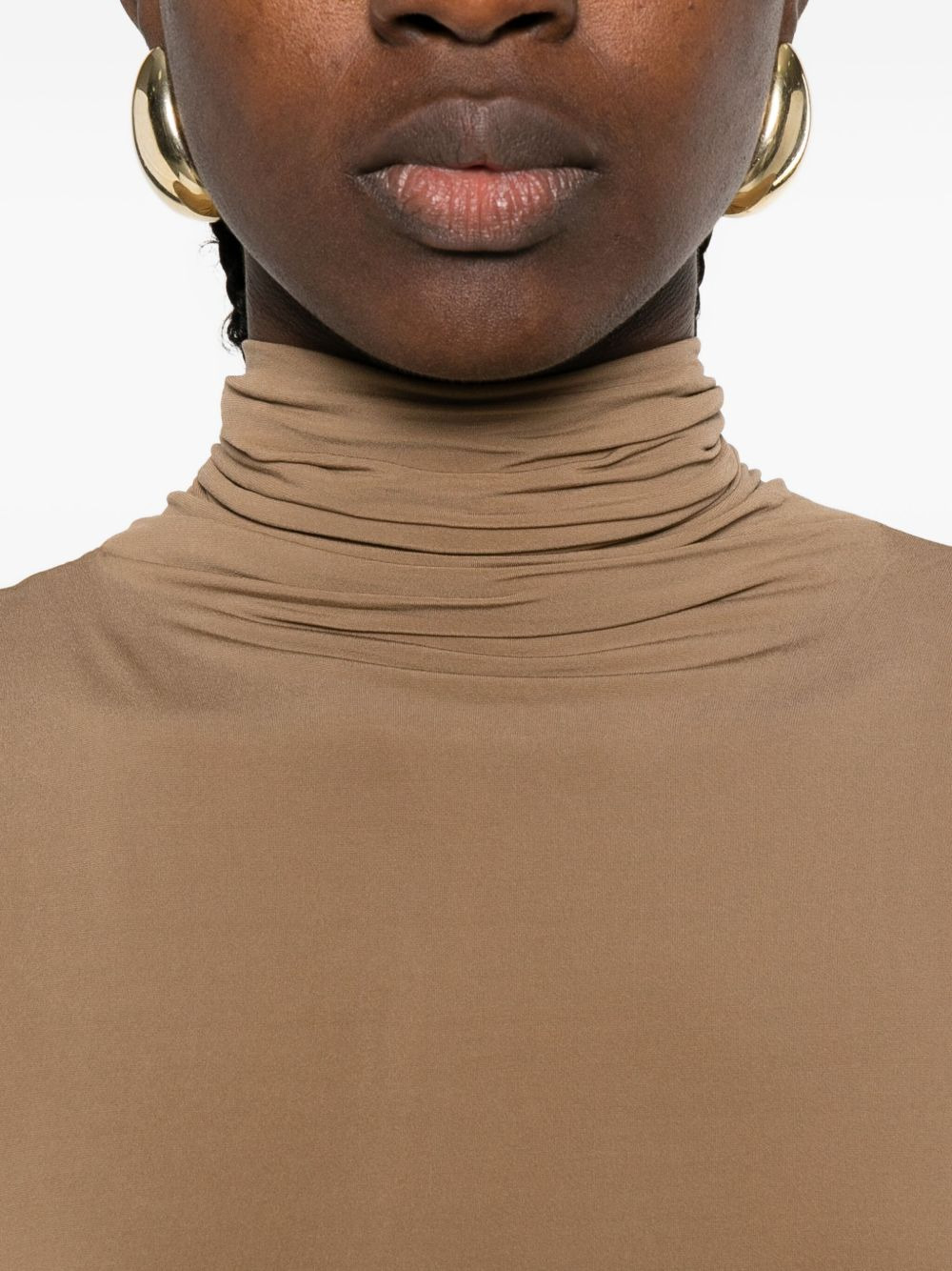 high-neck draped maxi dress - 5
