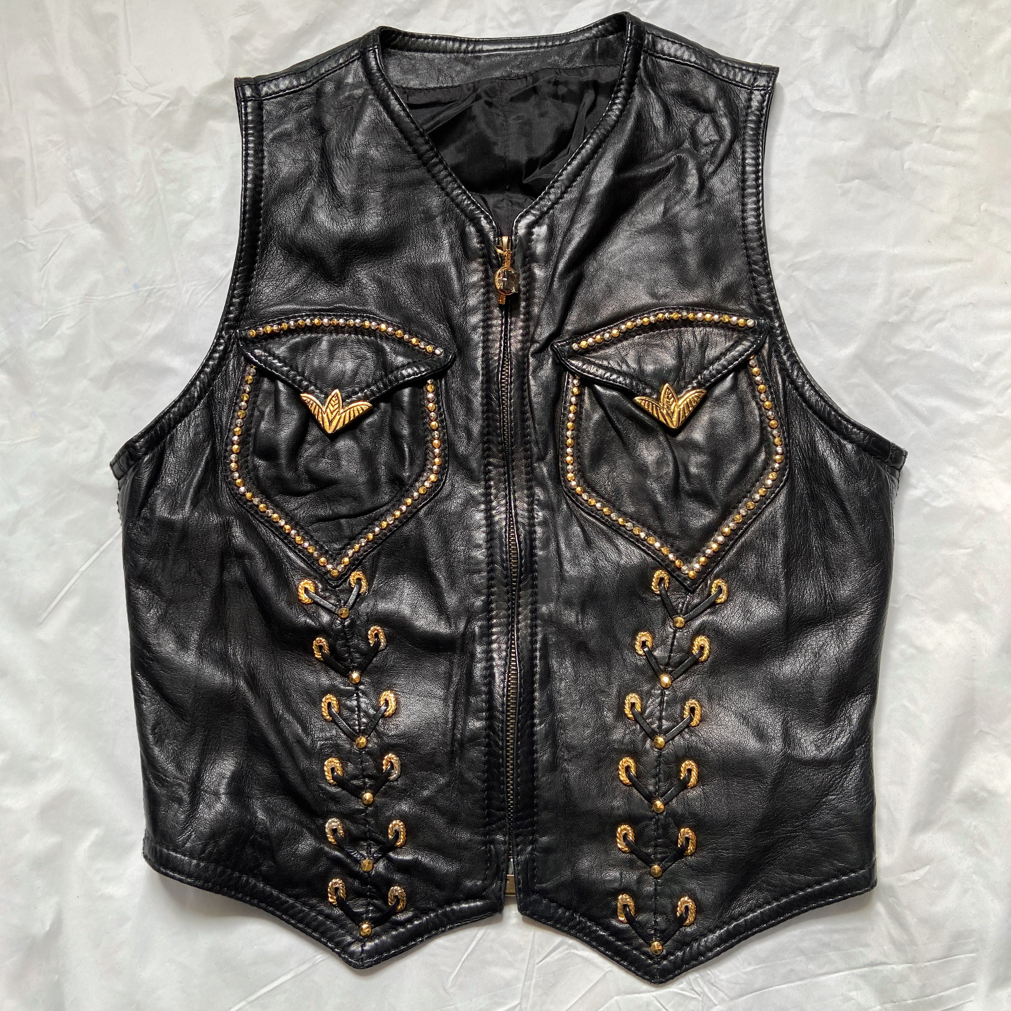 Gianni Versace Spring 1993 Western Lambskin Leather Gold Embellished Vest 40 1992 - 5