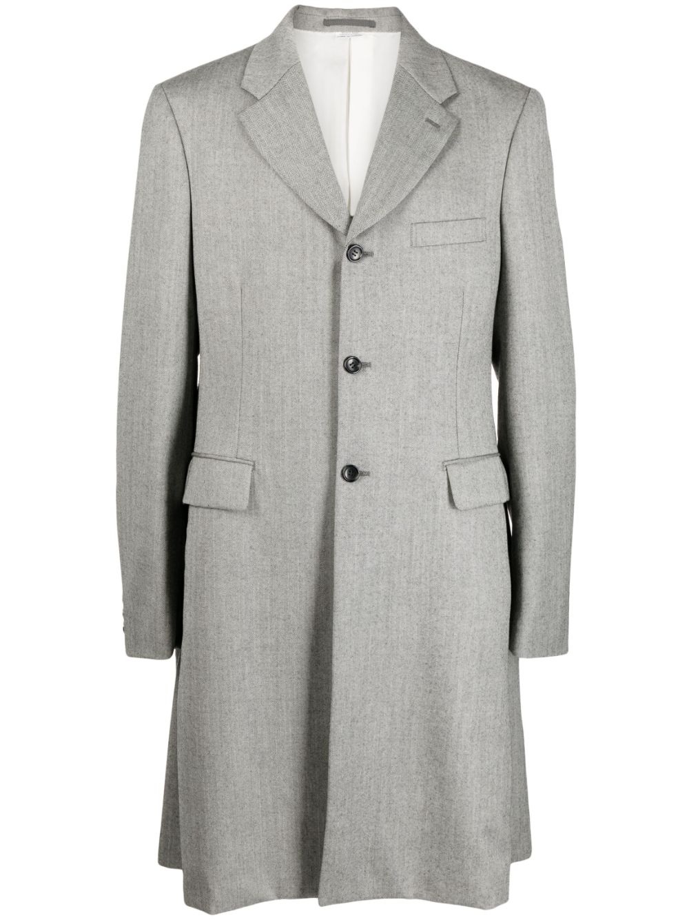 draped single-breasted wool coat - 1