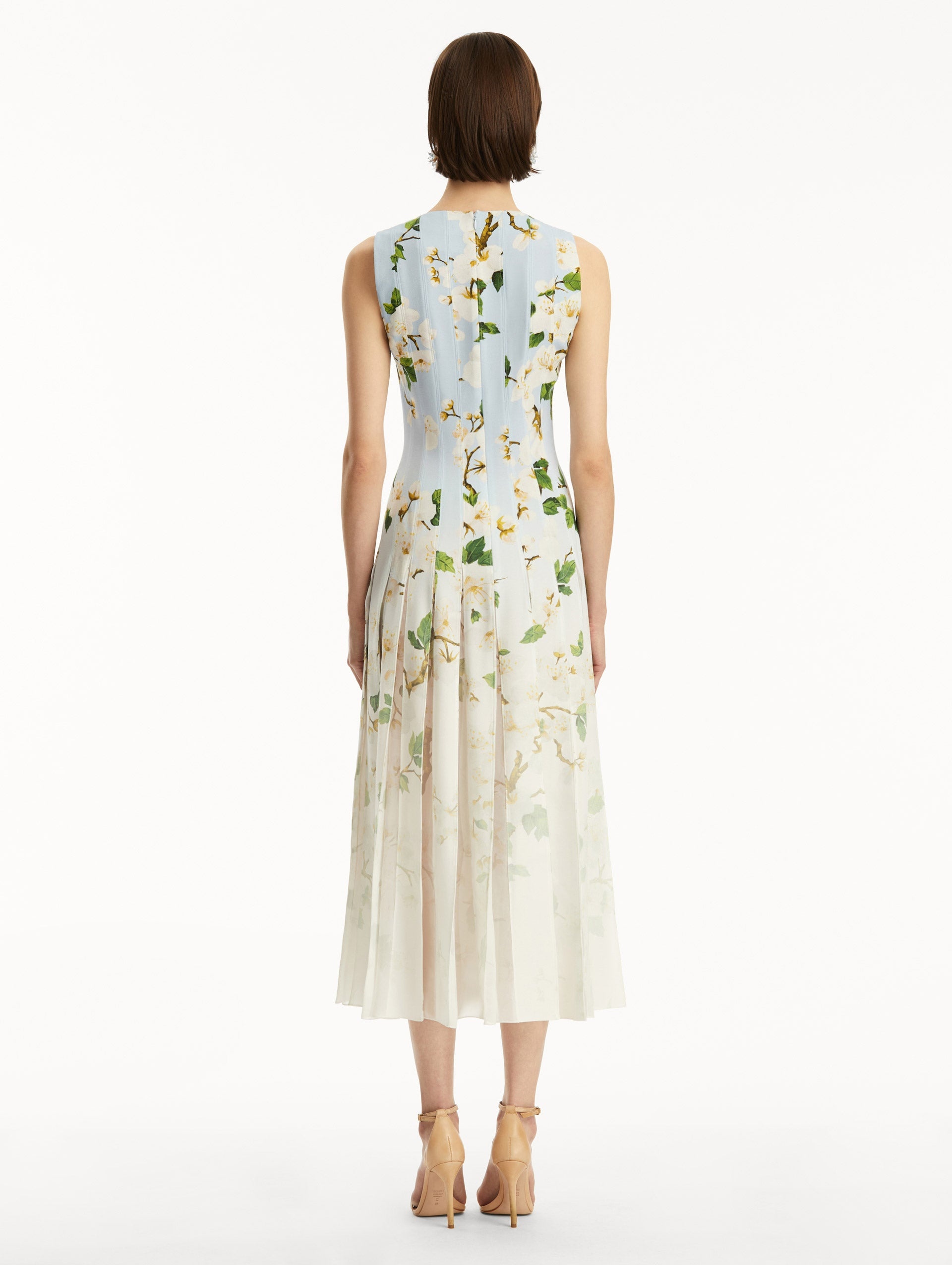 OMBRÉ CHERRY BLOSSOM CADY INSET DRESS - 3