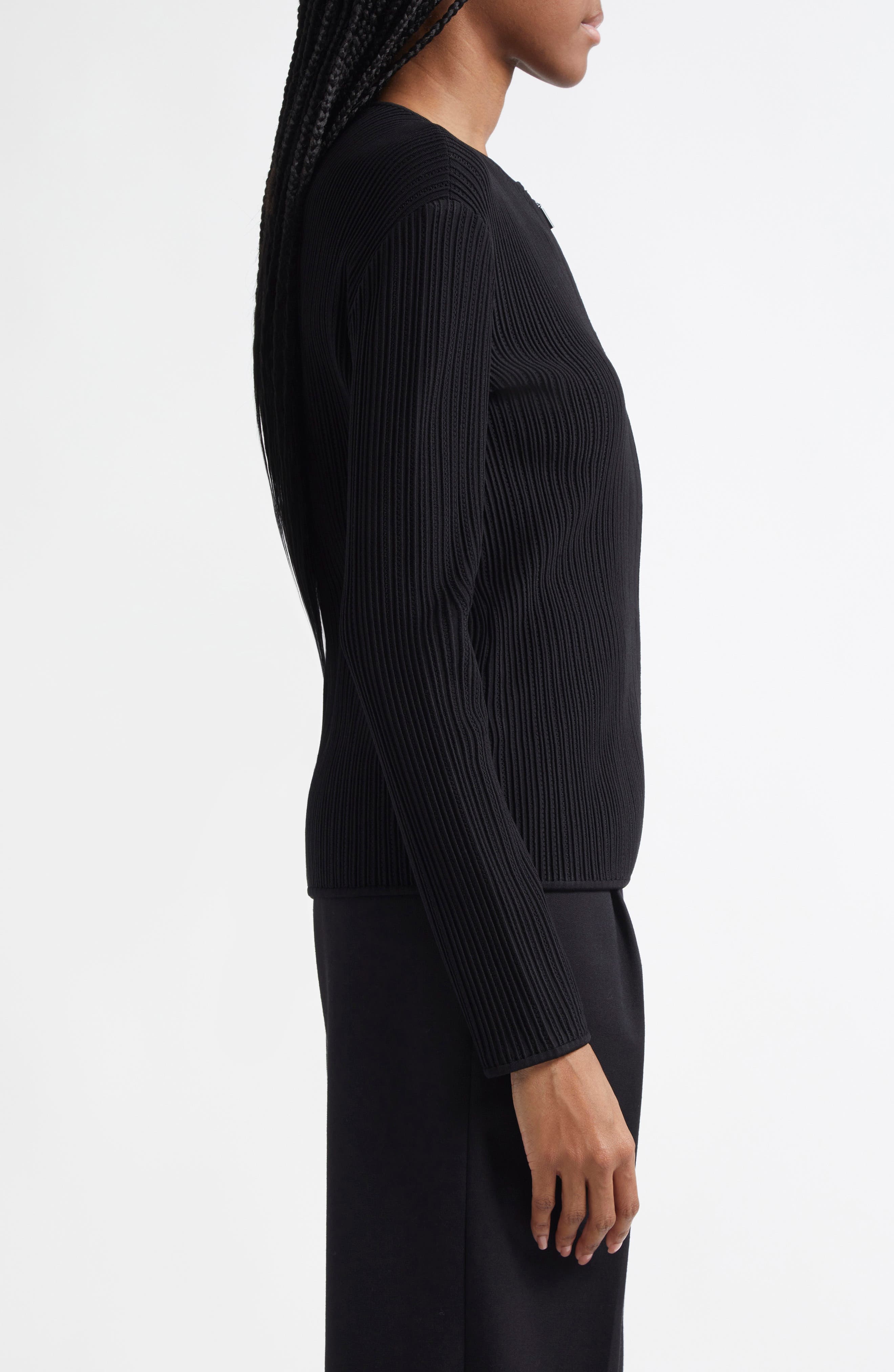 Emporio Armani Ottoman Rib Zip-Up Jacket in Black at Nordstrom - 3