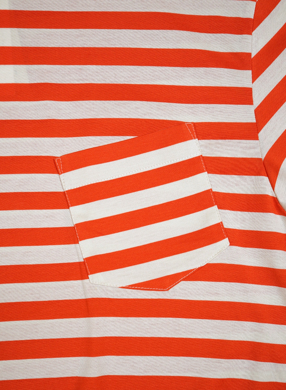 Nigel Cabourn x Sunspel Short Sleeve Pocket T-Shirt in Orange/Stone Stripe - 5