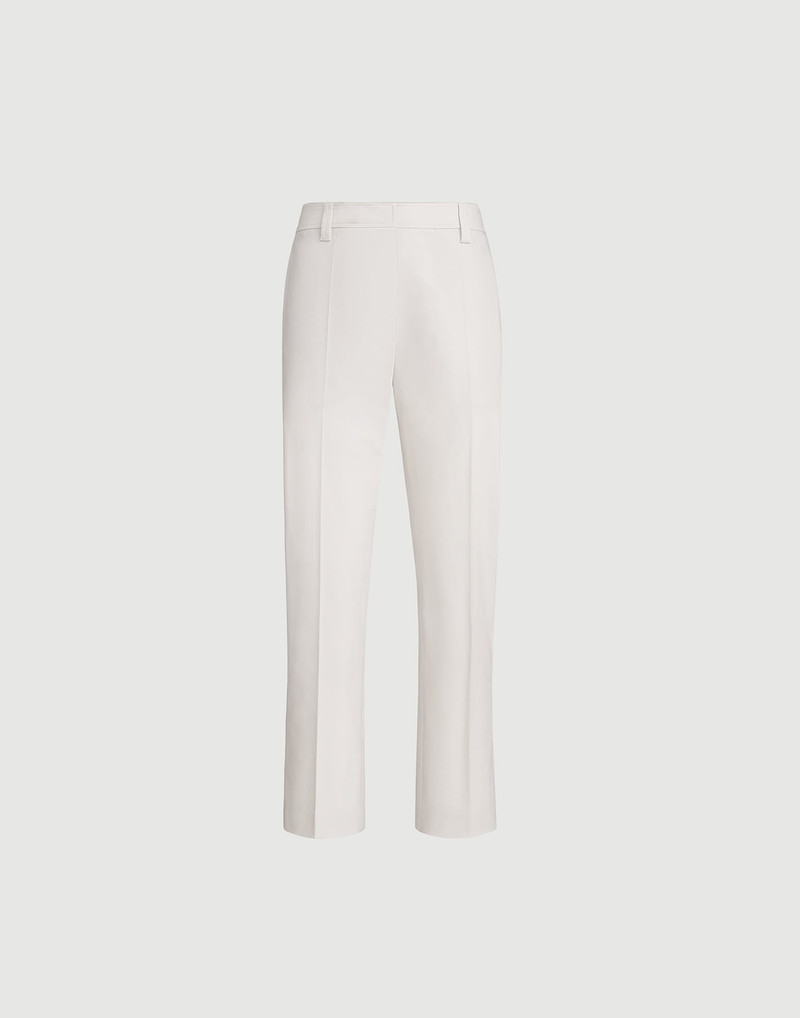 Stretch twisted cotton twill cigarette trousers with monili 1