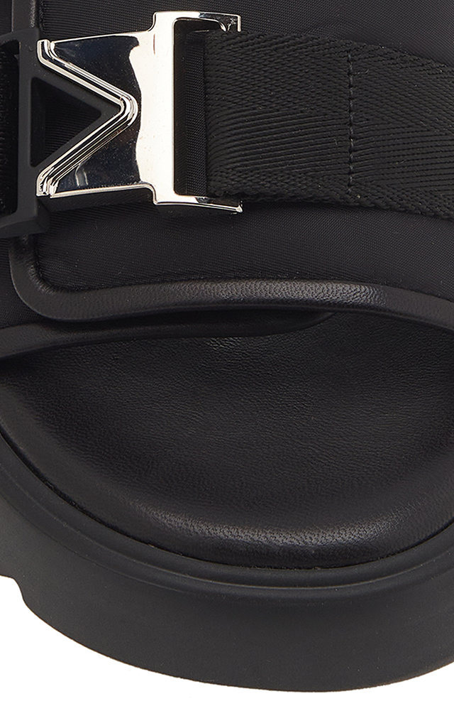 Flash Buckled Leather and Rubber Sandals black - 6