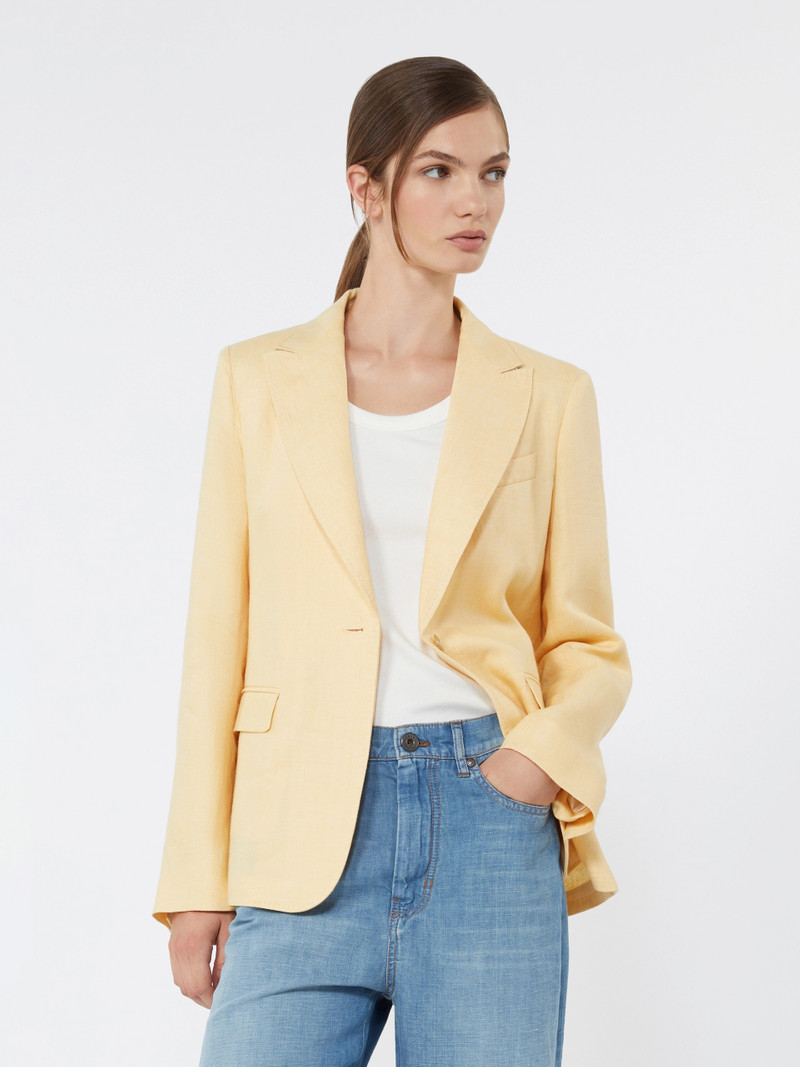 NALUT Linen canvas blazer - LIGHT YELLOW 5