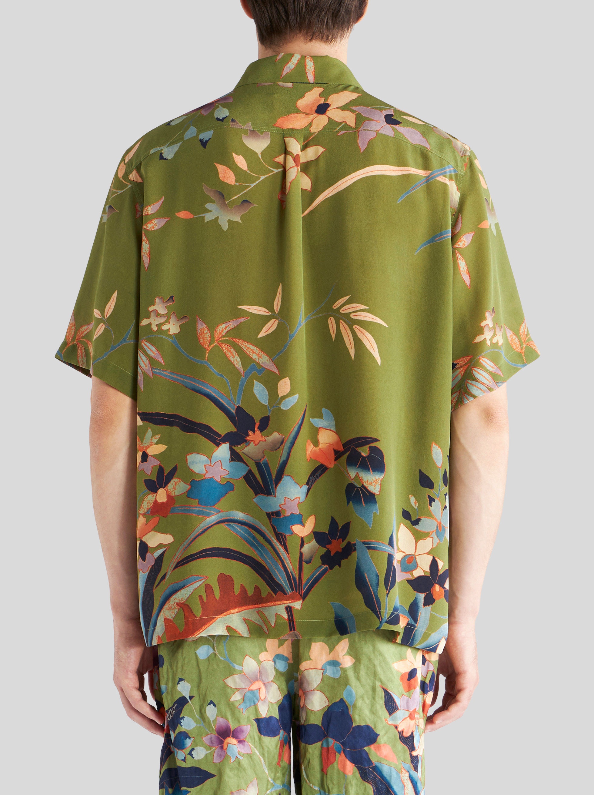 SHORT-SLEEVED LEAFY SILK SHIRT - 5