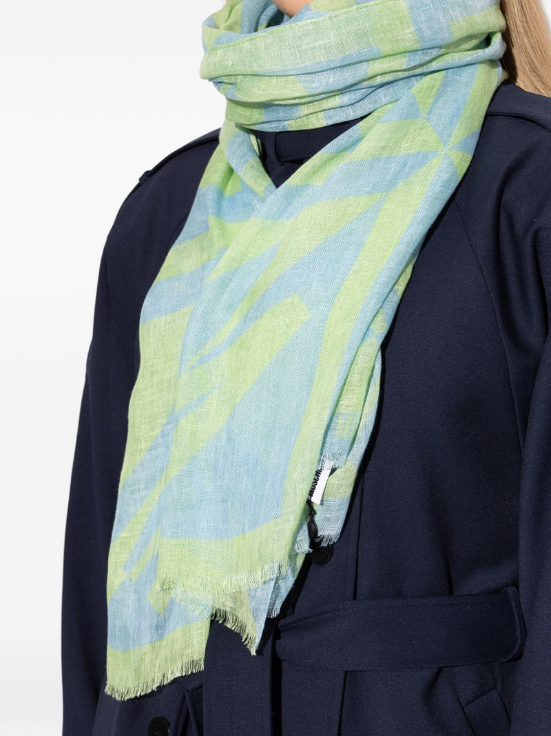 geometric-print linen scarf 4