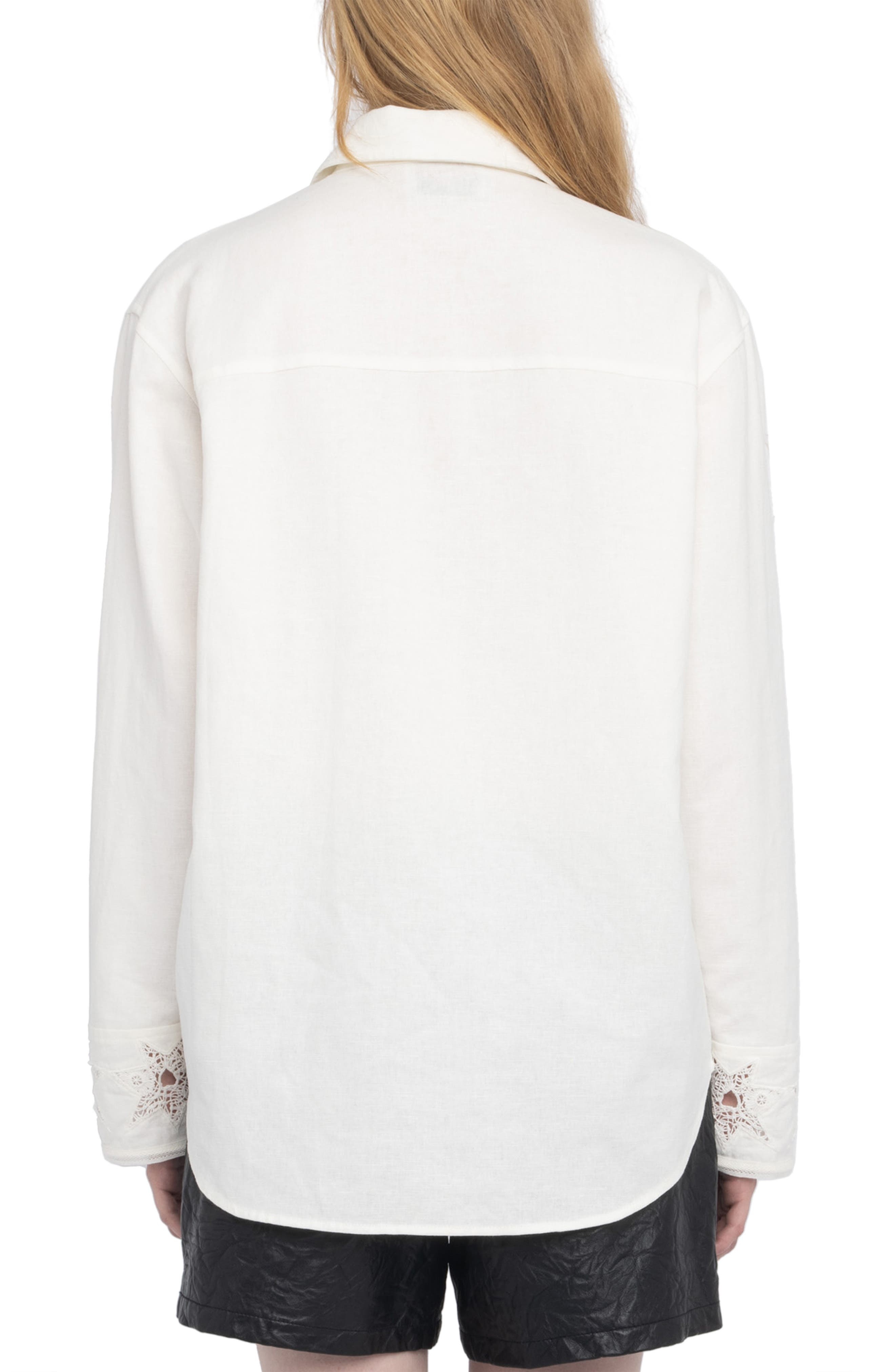 Zadig & Voltaire Morning Stitch Linen Blend Shirt in Judo at Nordstrom - 2