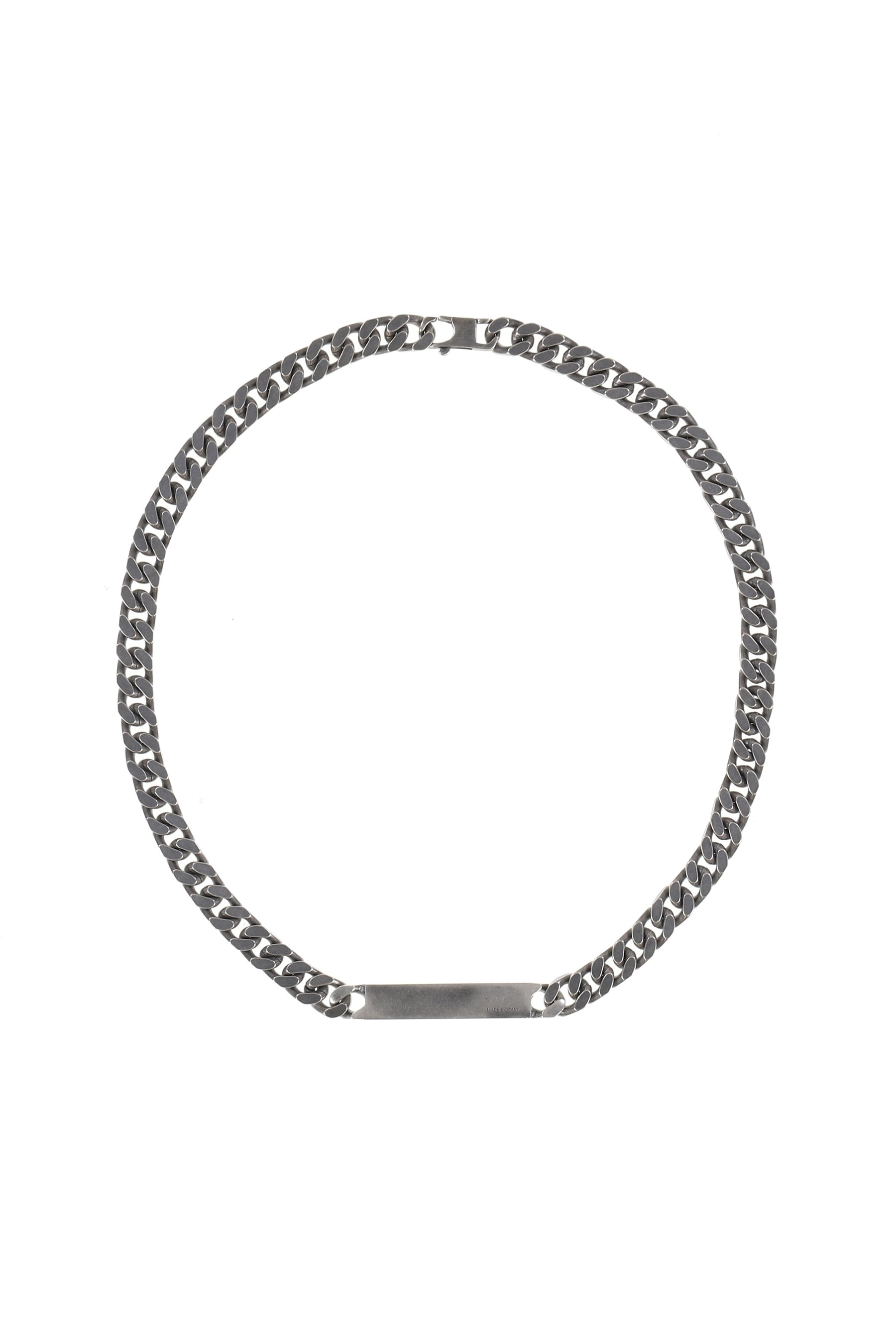 MINIMAL LOGO ID TAG CURB NECKLACE / ARGENTO BRUNITO - 2