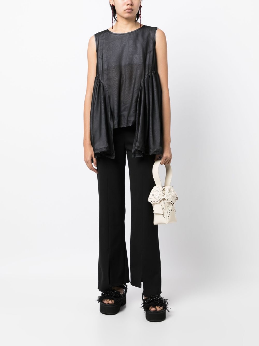 draped-detail sleeveless blouse - 2