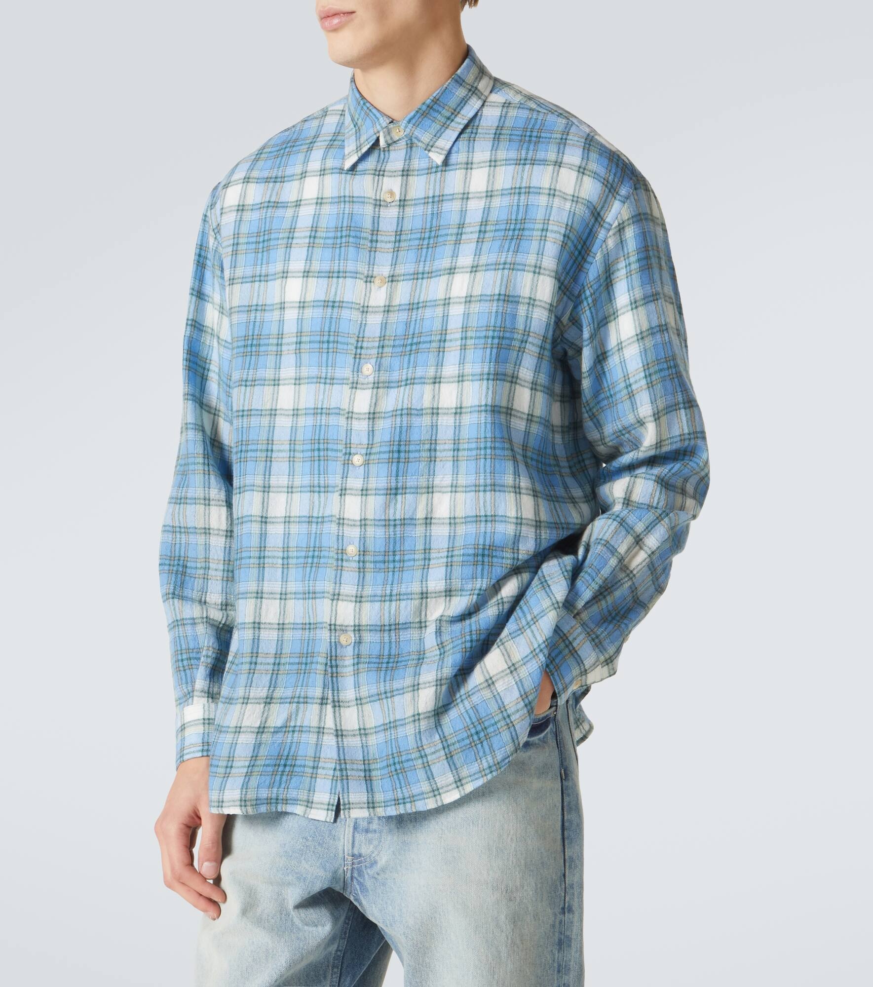 Airy checked wool shirt - 3