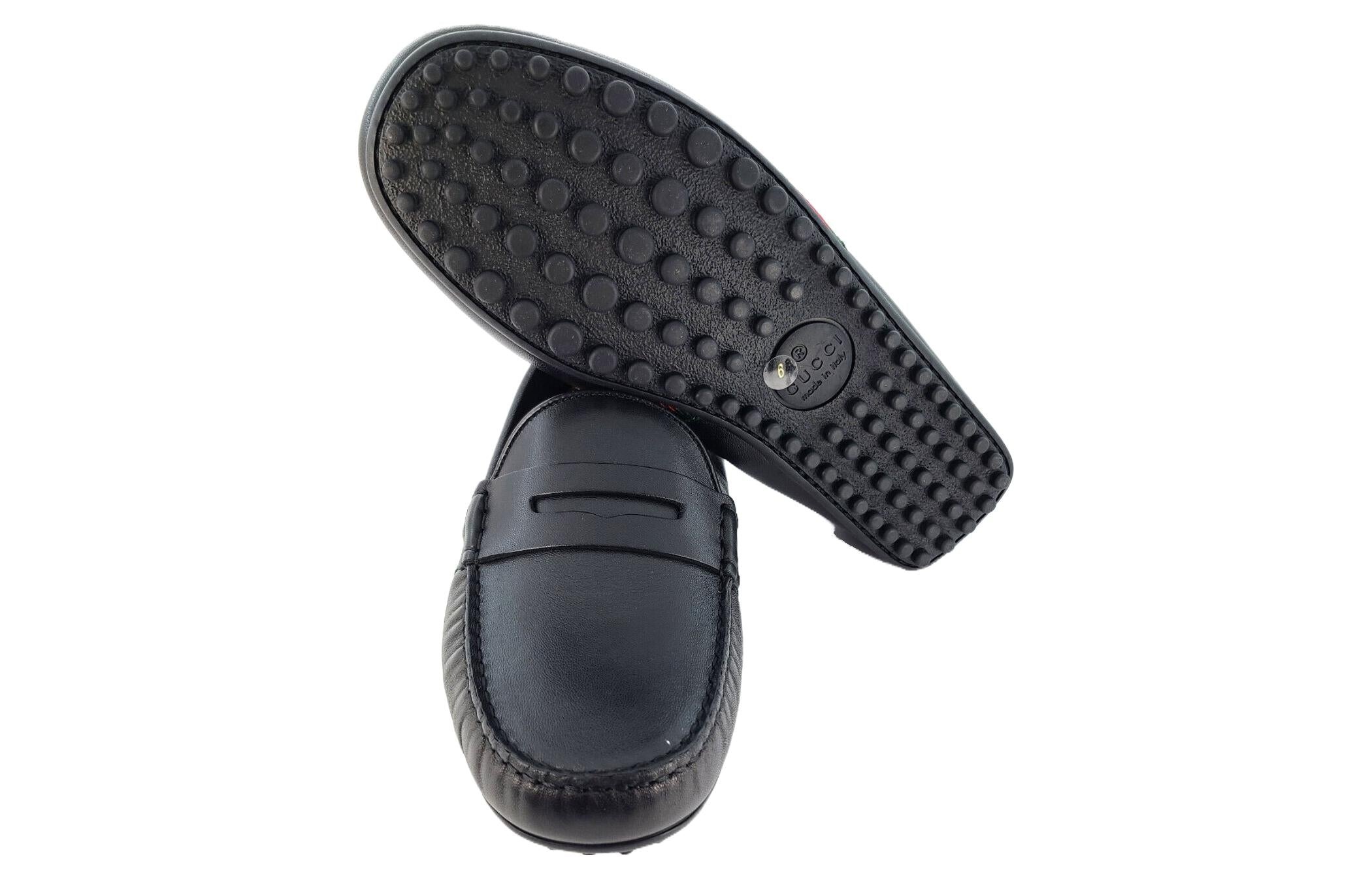 Gucci Web Accent Leather Loafers 'Black' 566294-BTRE0-1060 - 4