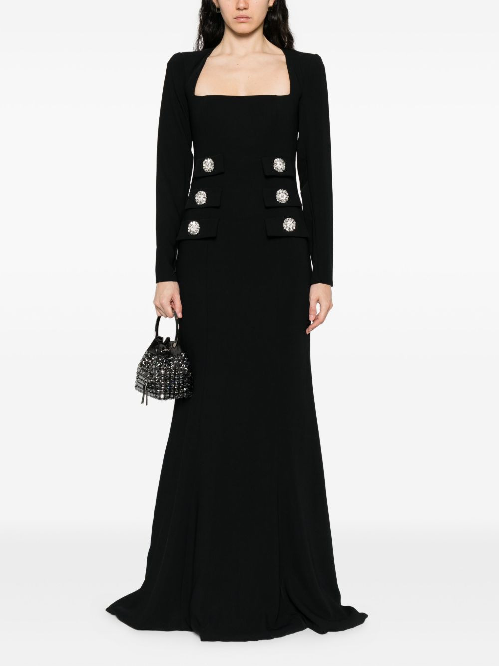 button-embellished maxi dress - 2