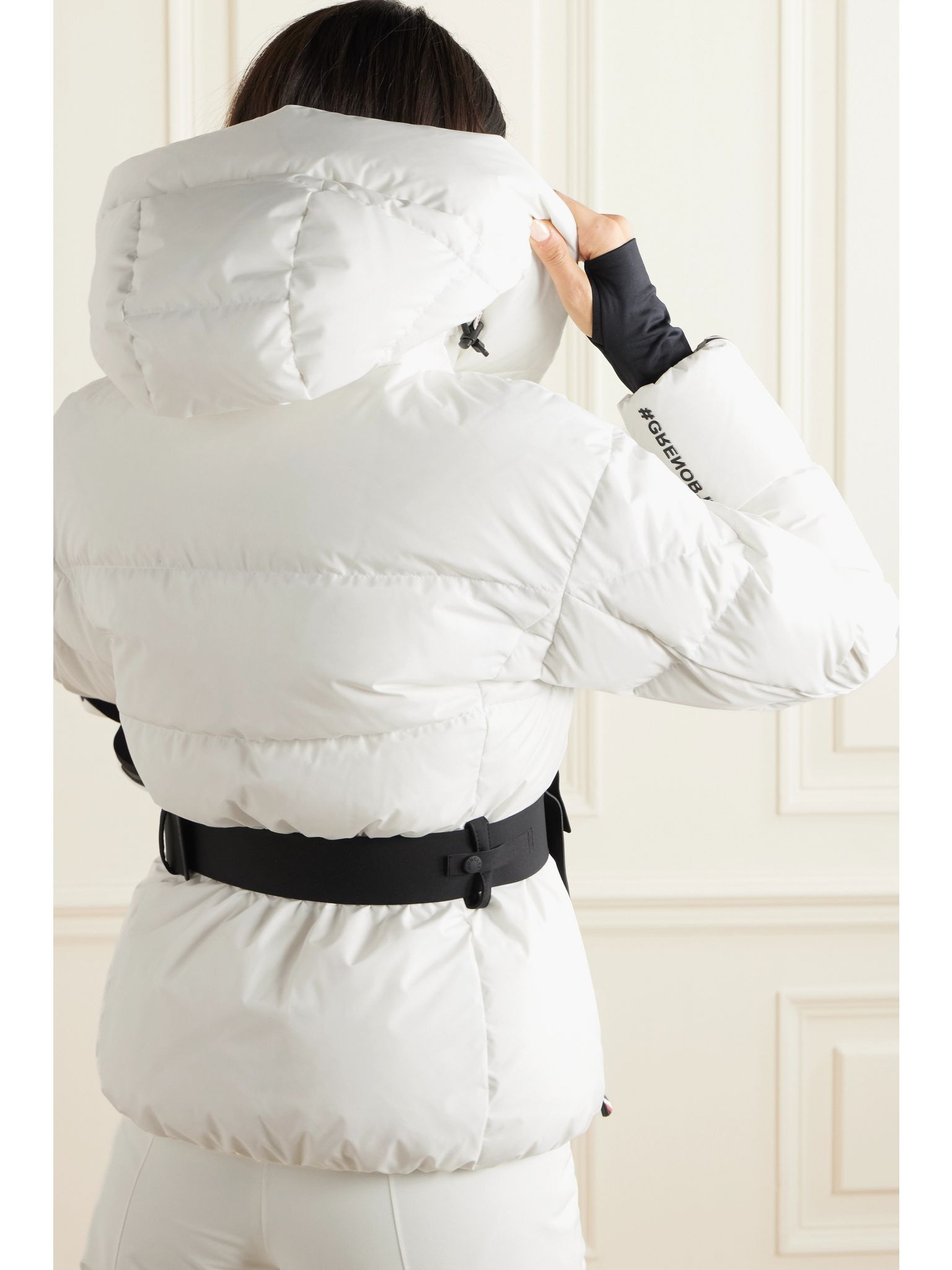 Bouquetin belted quilted down ski jacket White - 3