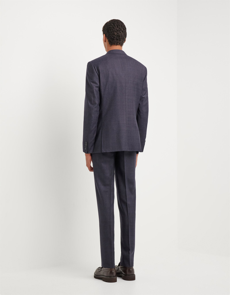BLUE WOOL AND SILK SUIT WITH SINGLE-BREASTED TWO-BUTTON JACKET 4