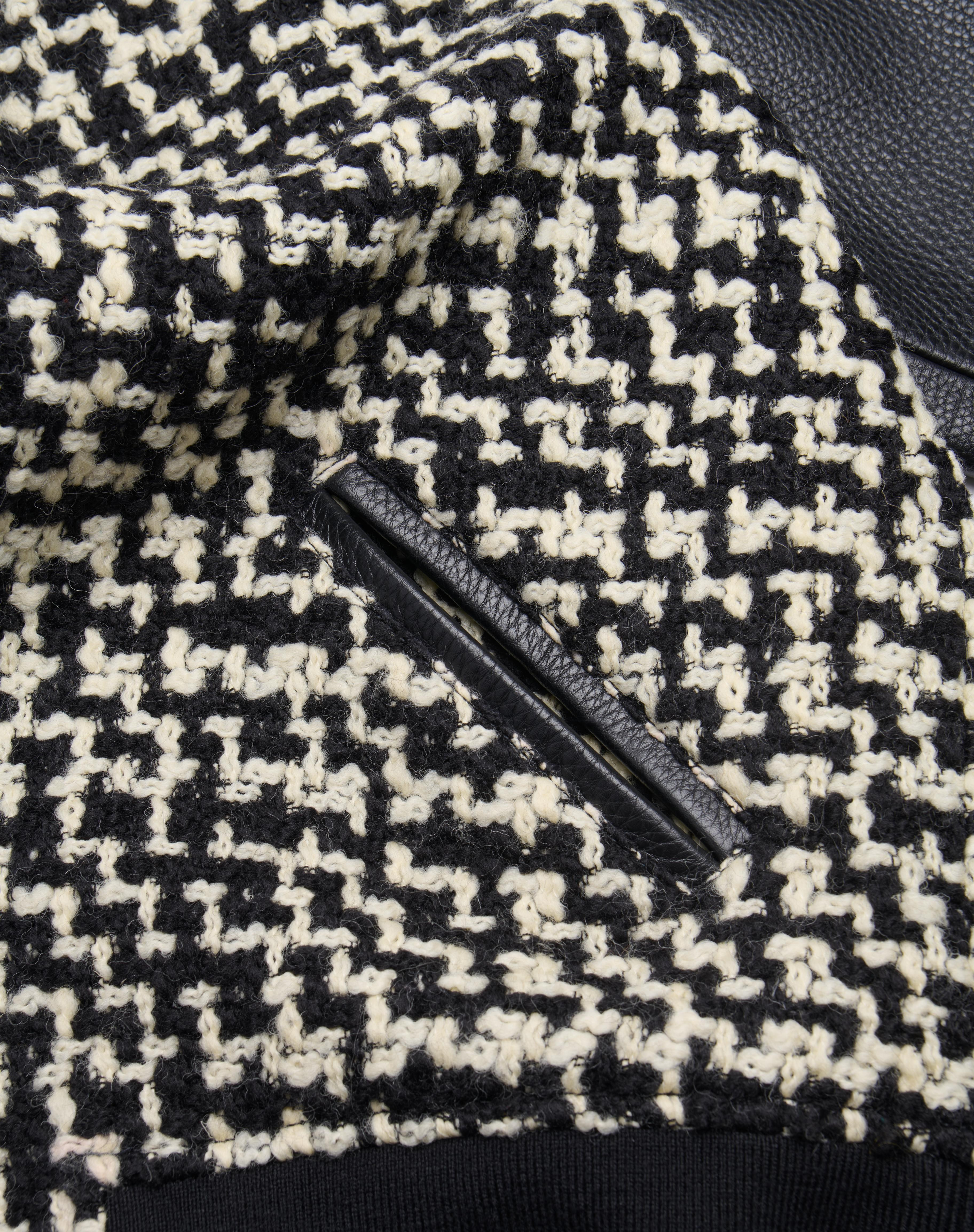 WOOL TWEED BOMBER JACKET WITH CHEZ VALENTINO PATCH - 4
