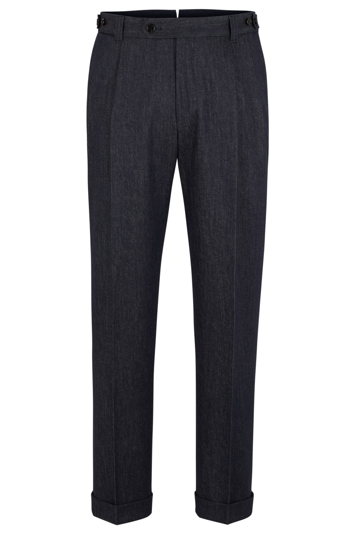 RELAXED-FIT TROUSERS IN DENIM-EFFECT WOOL - 1