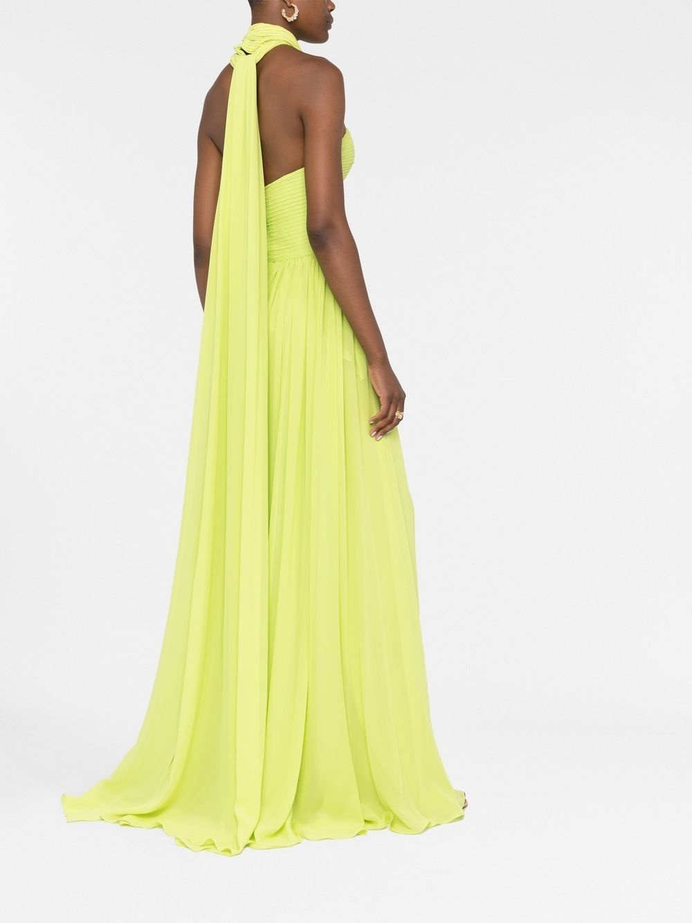 halterneck pleated gown - 6