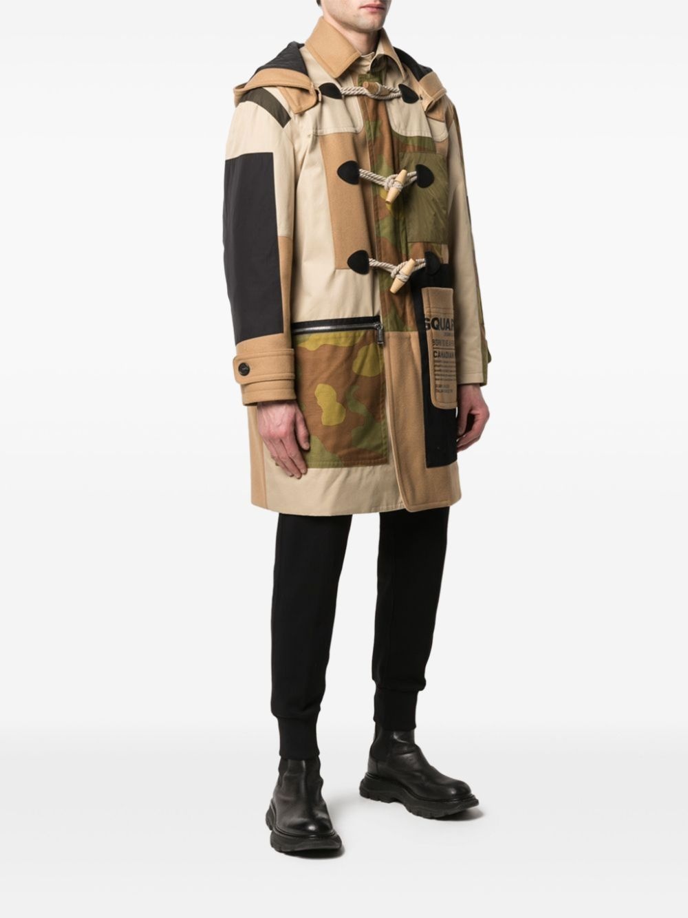 patchwork duffle coat - 2