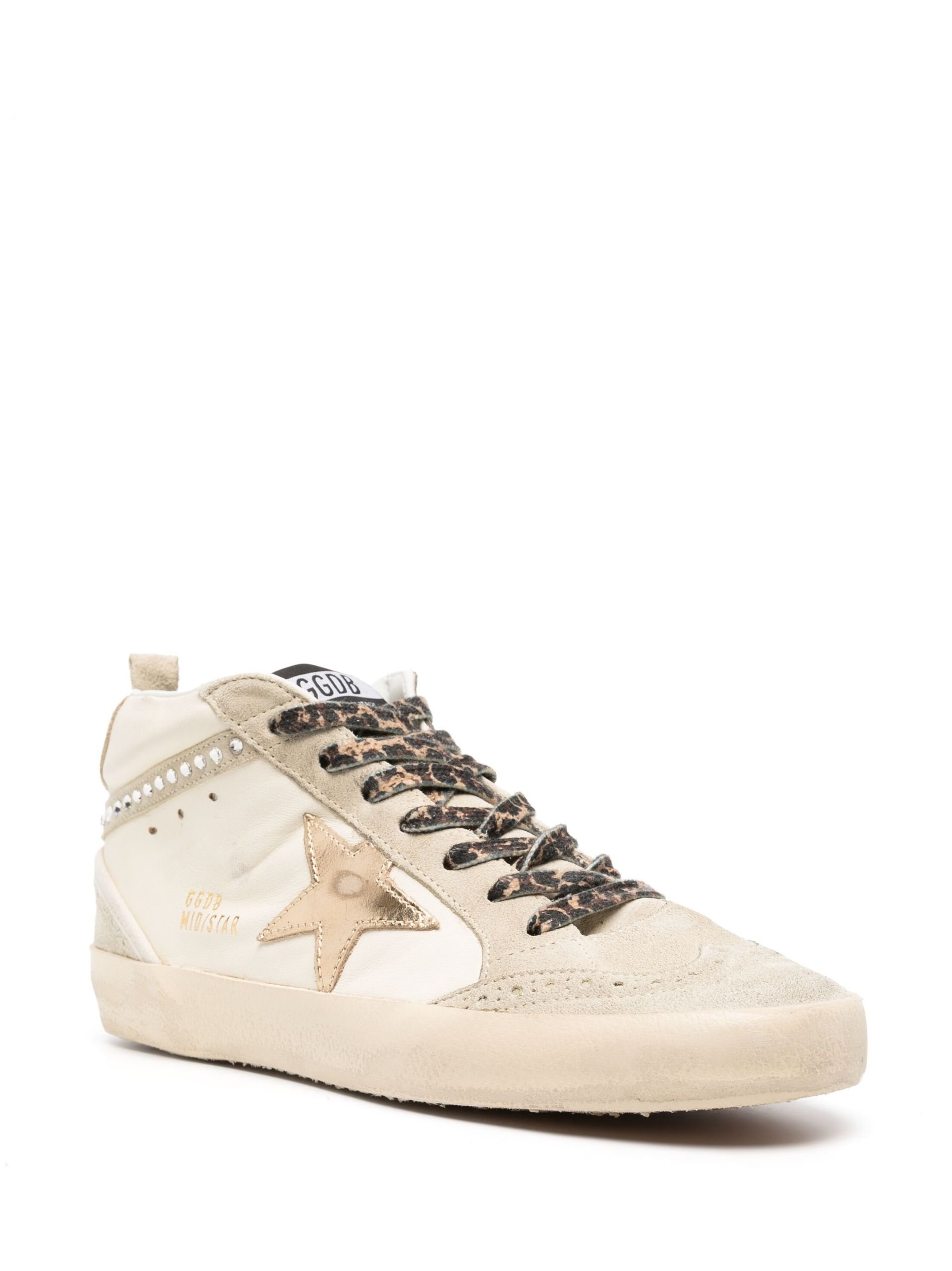Neutral Mid Star Crystal Embellished Sneakers - 2