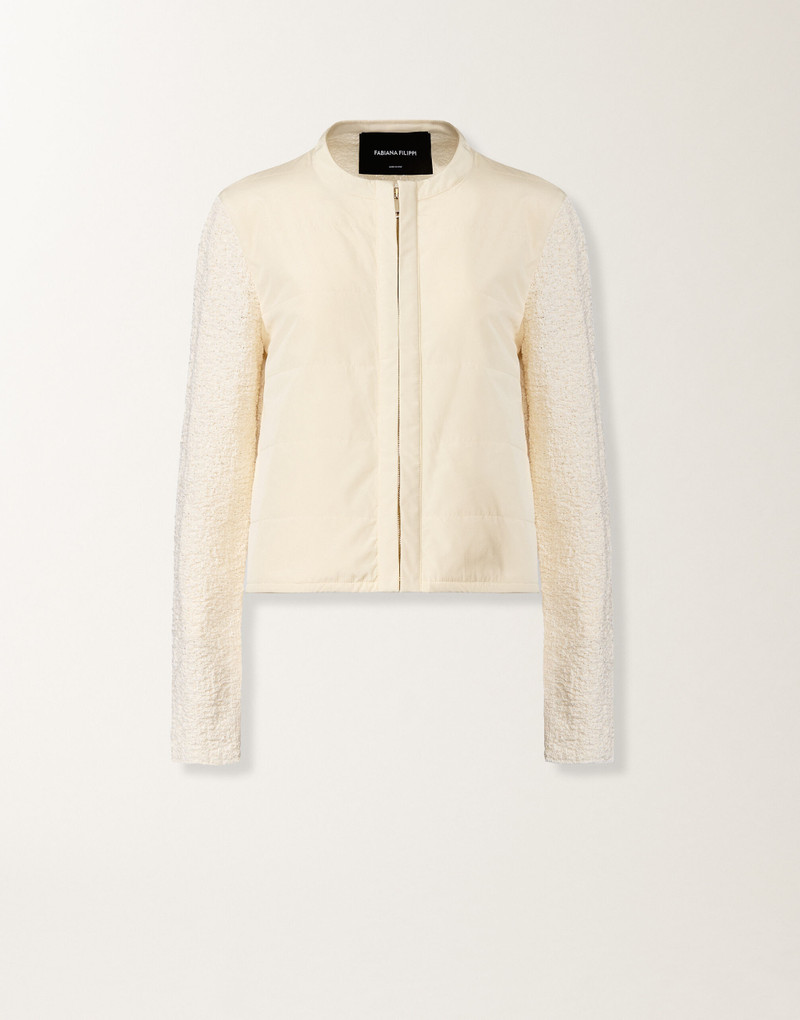 Cotton tweed bomber with sequins 1