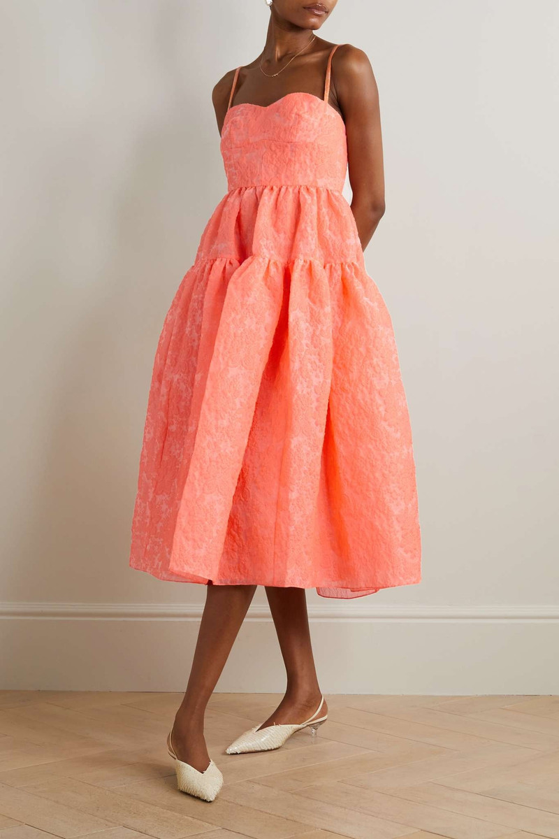 Erdem Abelia tiered cloqué midi dress outlook