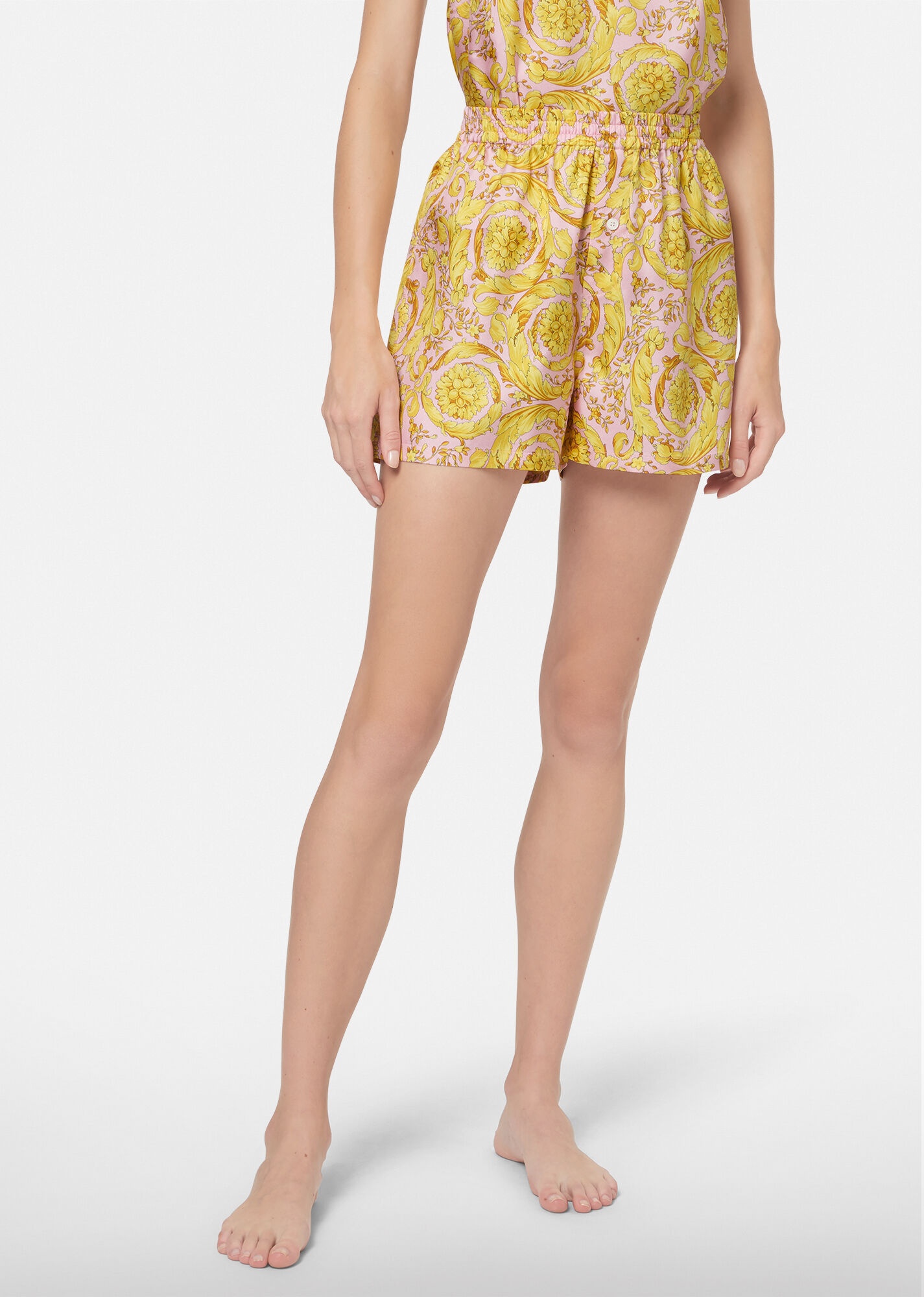 Barocco Print Silk Pajama Shorts - 2