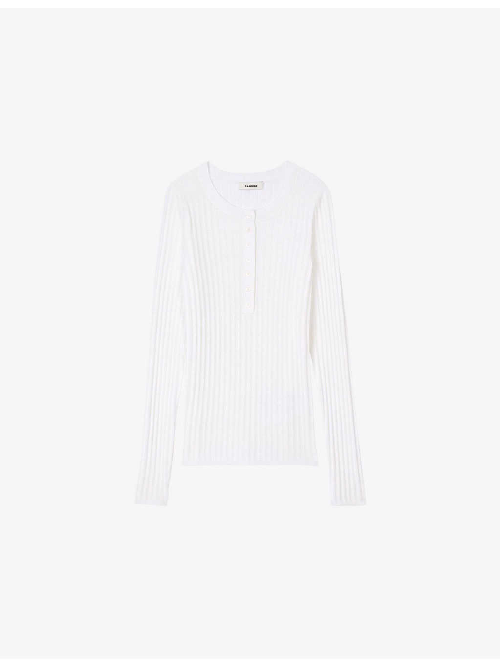 Long-Sleeved Ribbed Cotton-Blend Top - 1