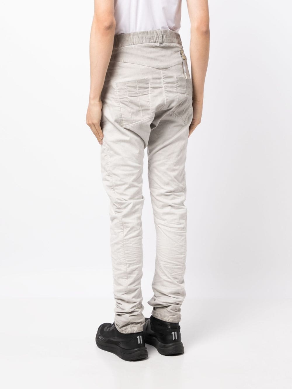 drop-crotch elastic-waist jeans - 4