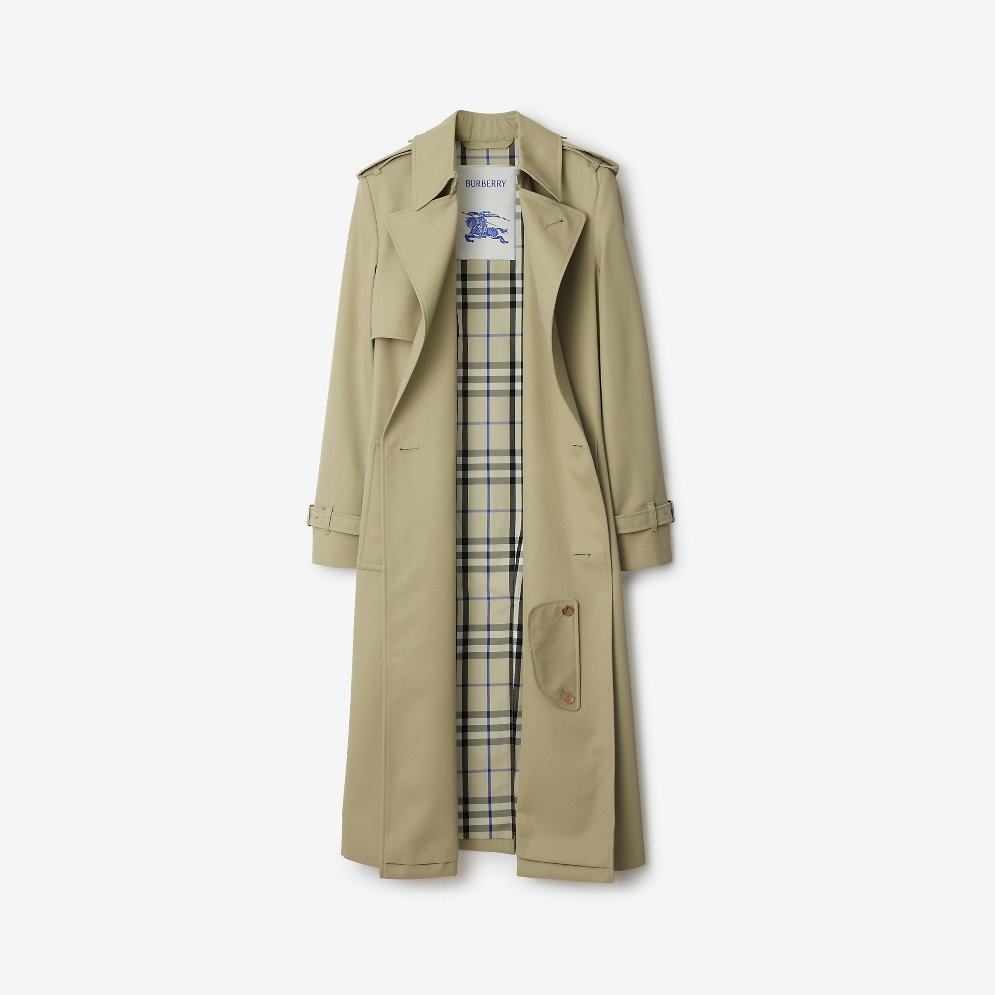 Long Cotton Blend Trench Coat - 6