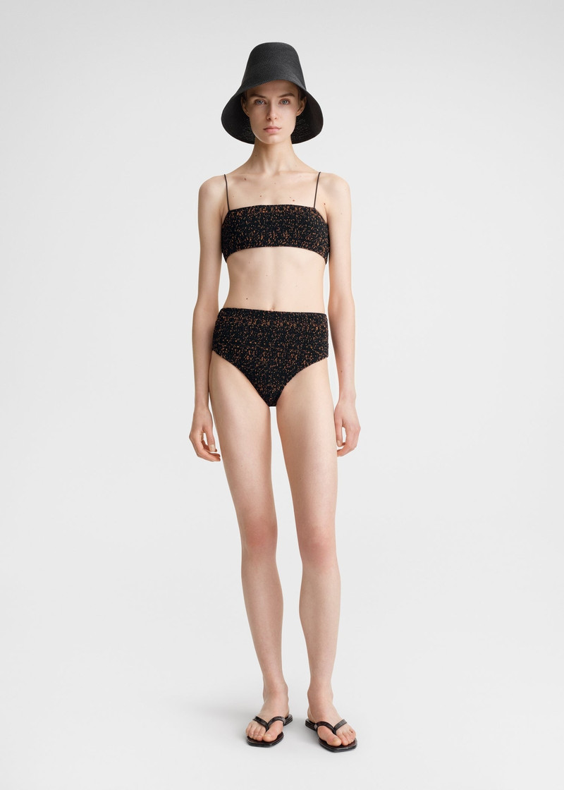 Totême Smocked bikini top tortoise outlook