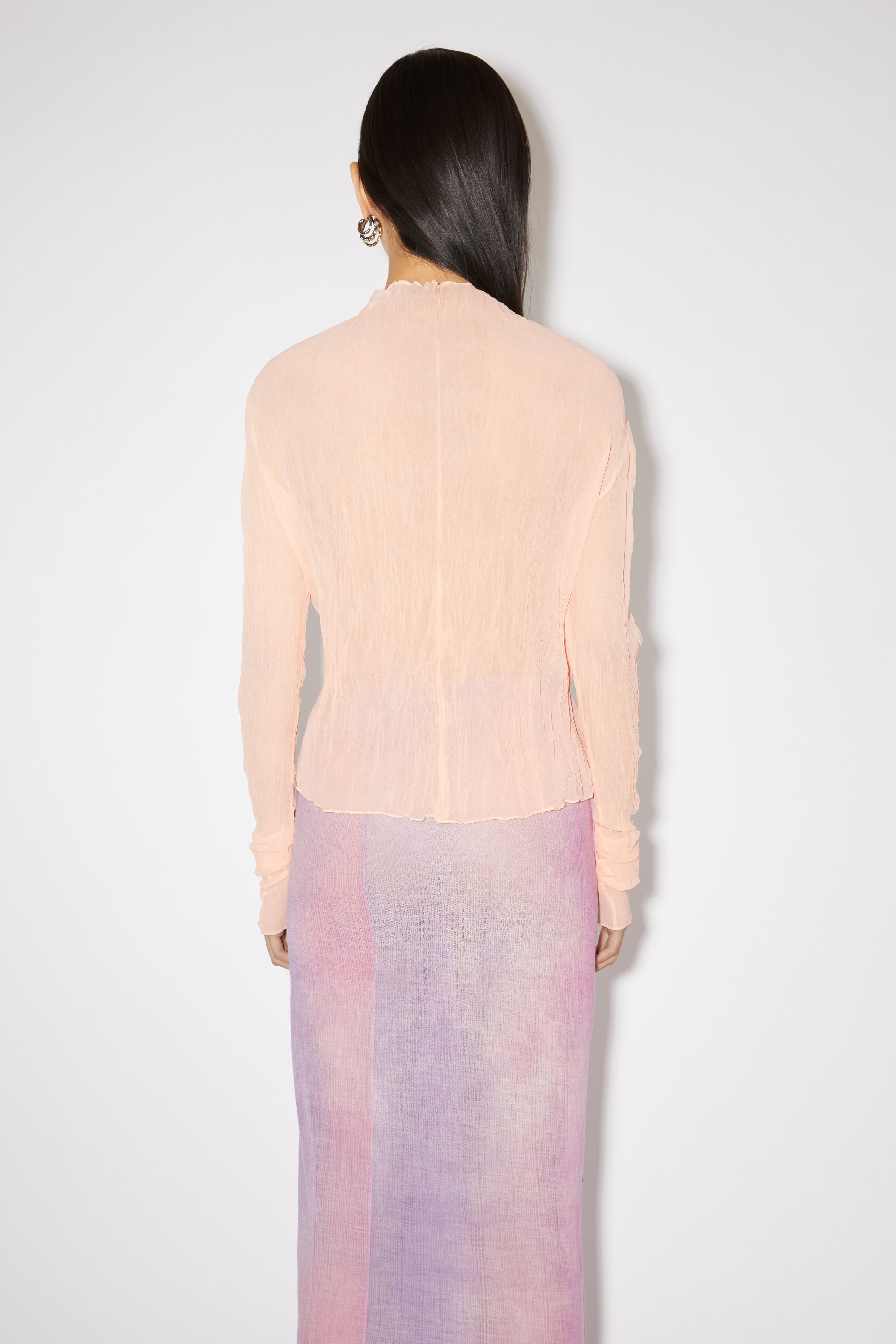 Crinkled high neck top - Peach pink - 3
