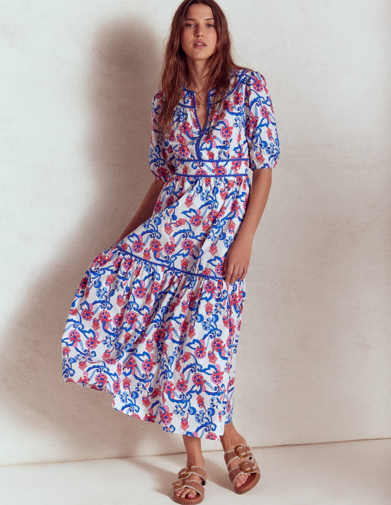 Rhea Embroidered Midi Dress-Ivory, Foliage Trail 7