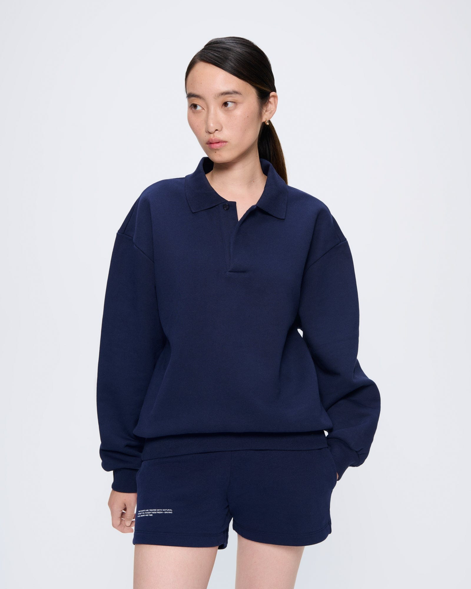 Womens DNA Heavyweight Polo Sweatshirt - Navy - 2