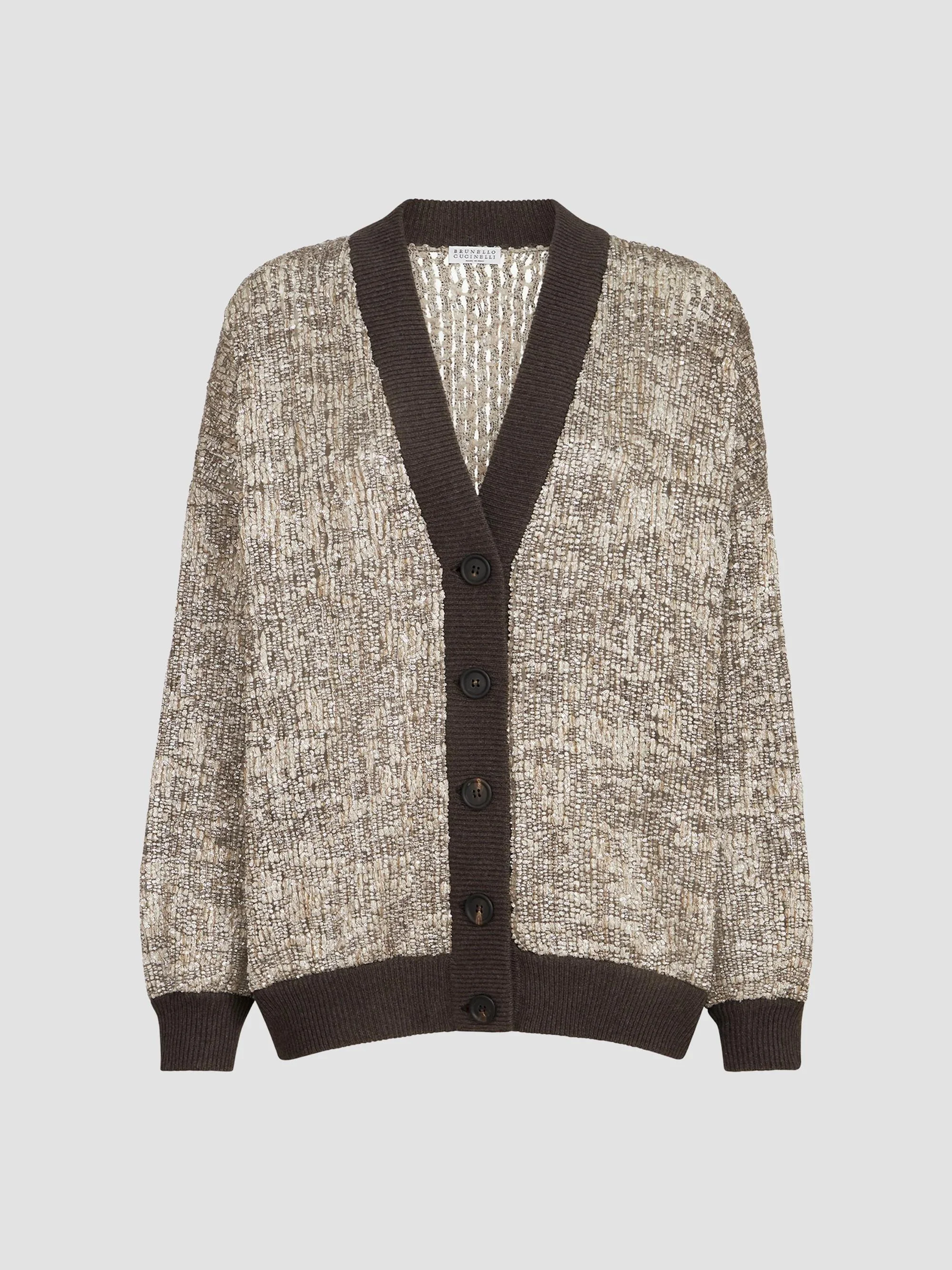 Women's Dazzling Craquelé Embroidery Cardigan - Silver Multi - 1