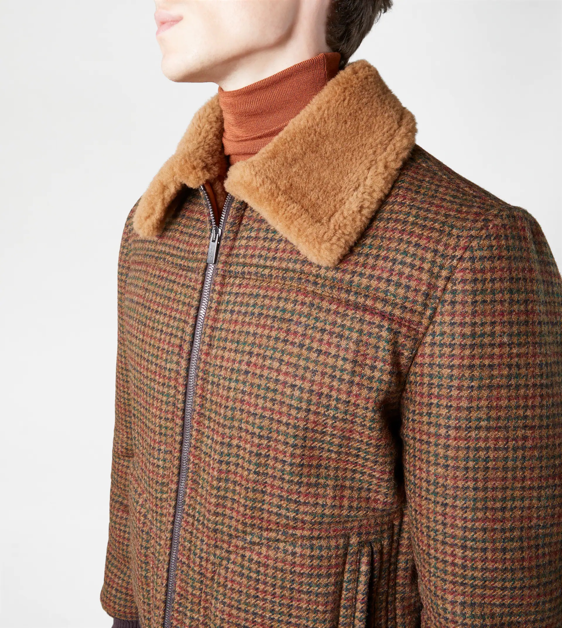 SHETLAND BOMBER LINED IN SHEARLING - BROWN, RED - 5