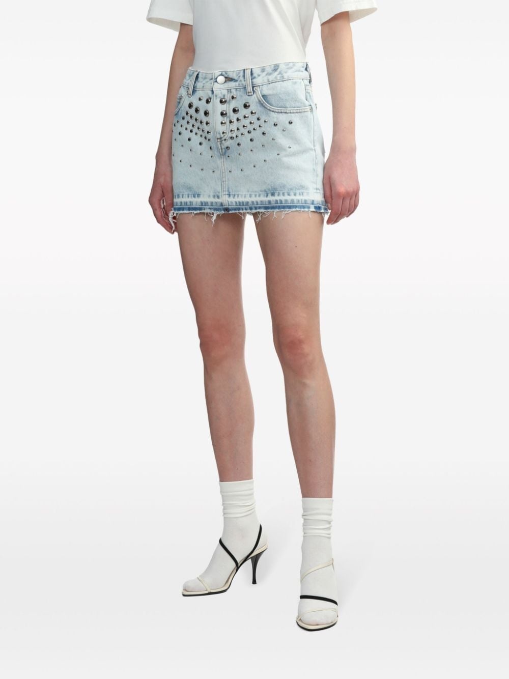 stud-embellished denim miniskirt - 3